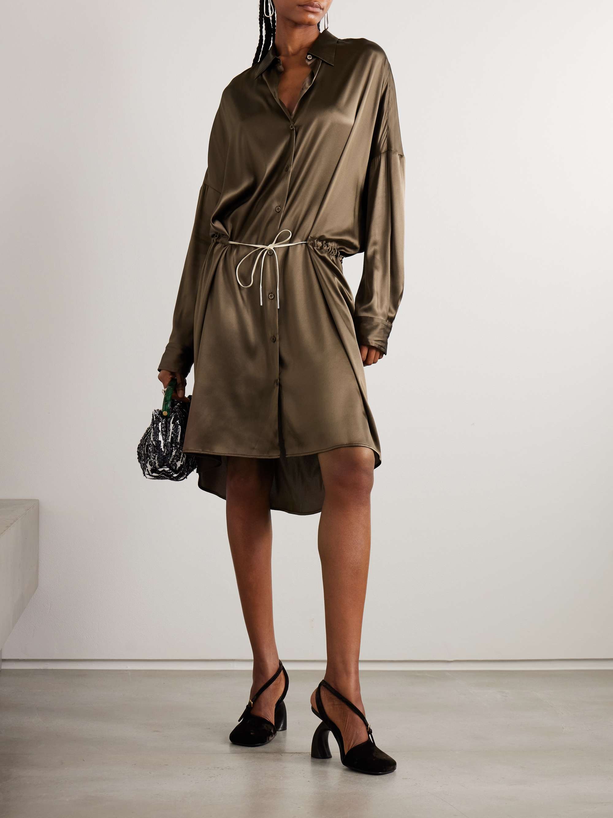 ワンピース Dries van noten dress DRIES VAN NOTEN Silk-blend satin shirt dress | NET-A-PORTER