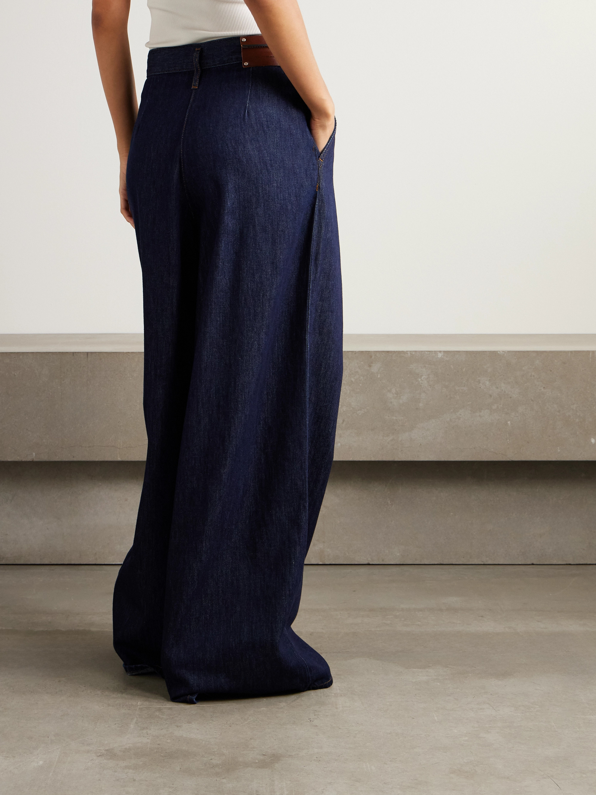 Dries Van Noten Pleated denim wide-leg pants