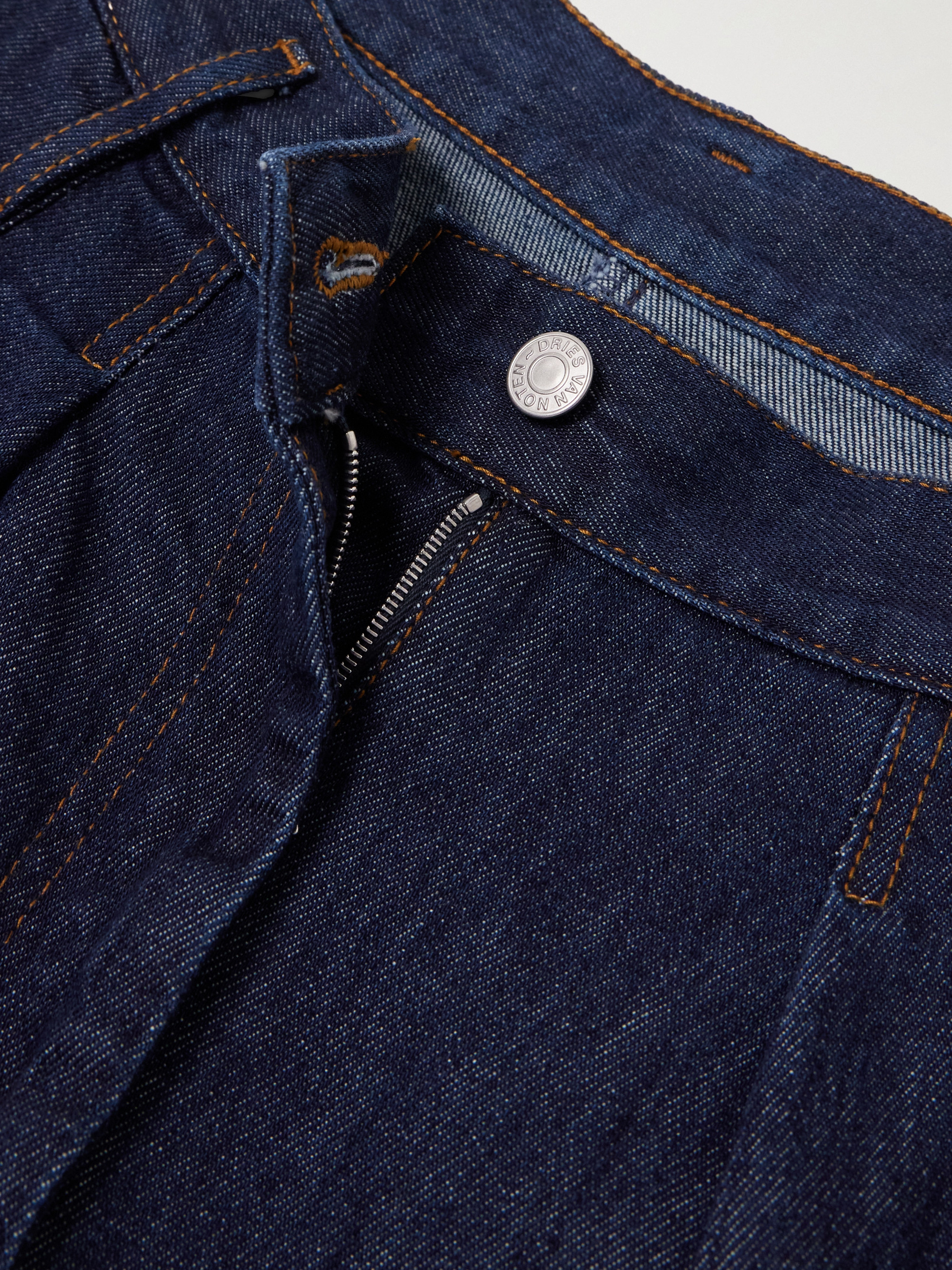 Dries Van Noten Pleated denim wide-leg pants