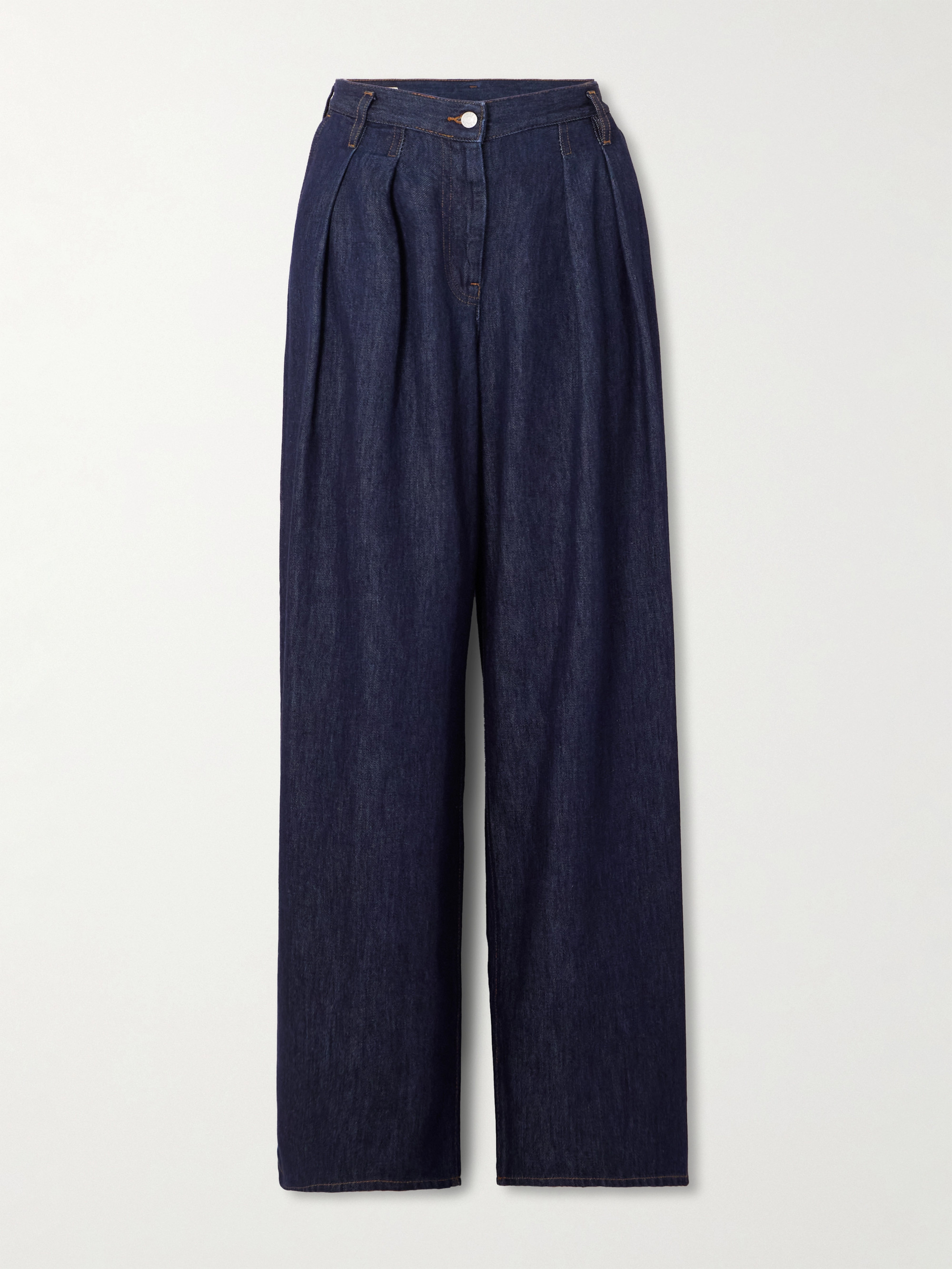 Dries Van Noten Pleated denim wide-leg pants
