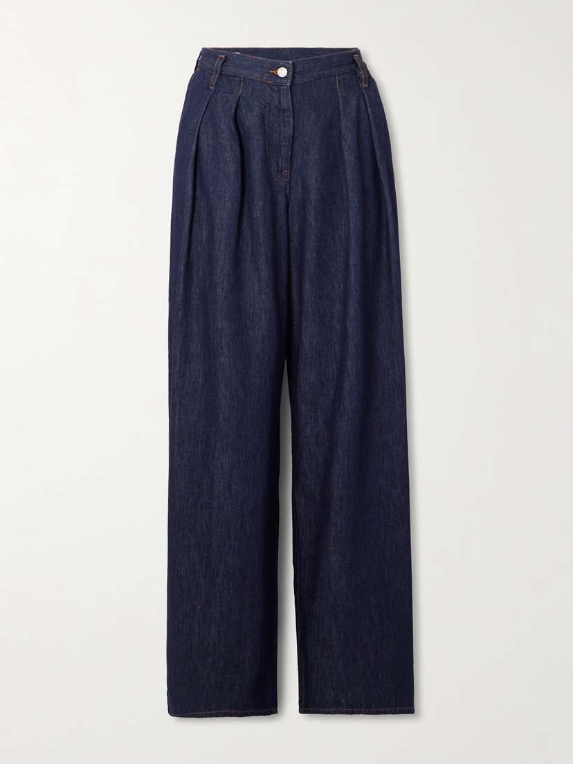 Dries Van Noten Pleated Denim Wide-leg Pants