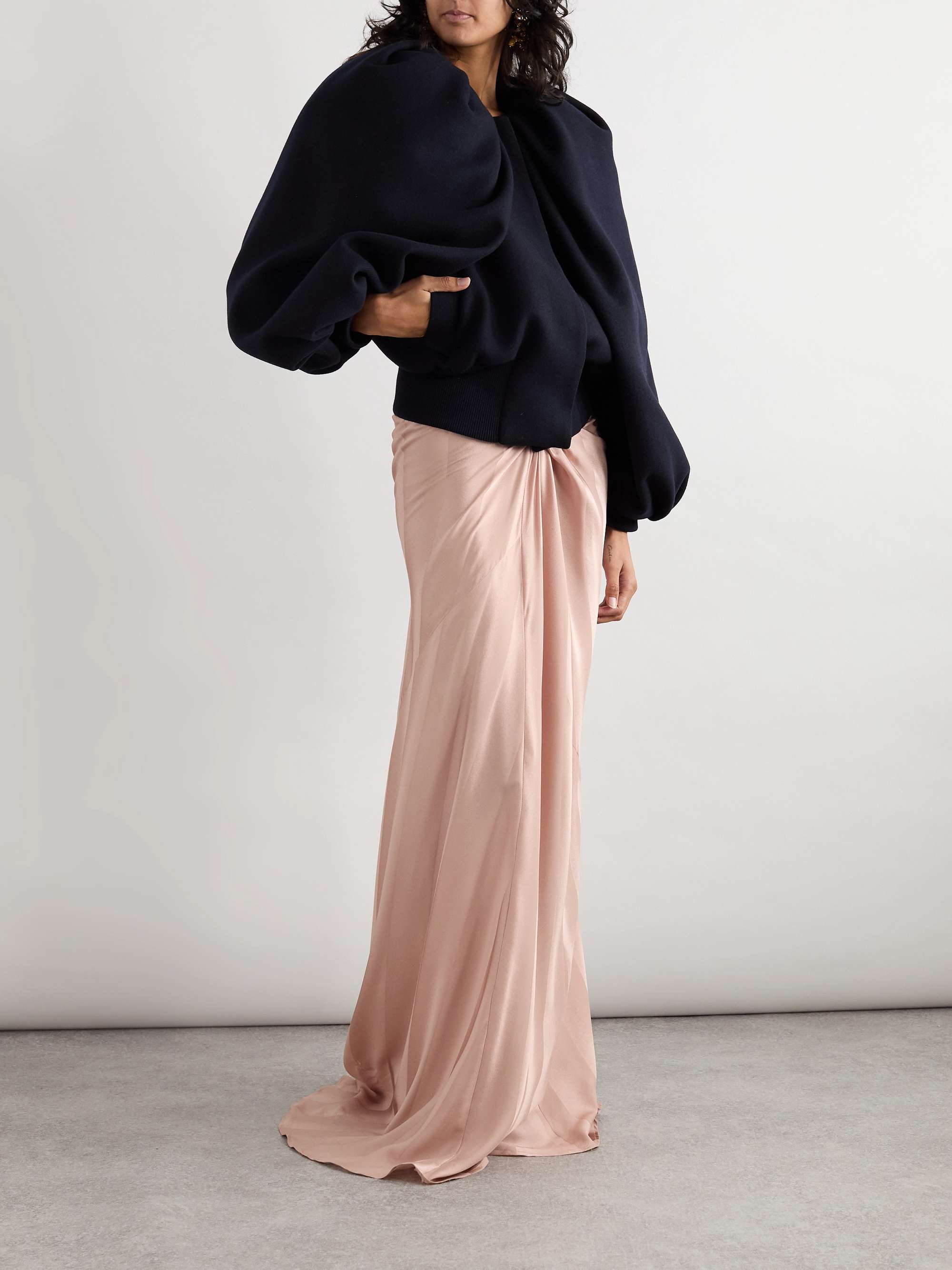 スカート DRIES VAN NOTEN LONG PLEATED SKIRT 38 DRIES VAN NOTEN Asymmetric pintucked taffeta skirt | NET-A