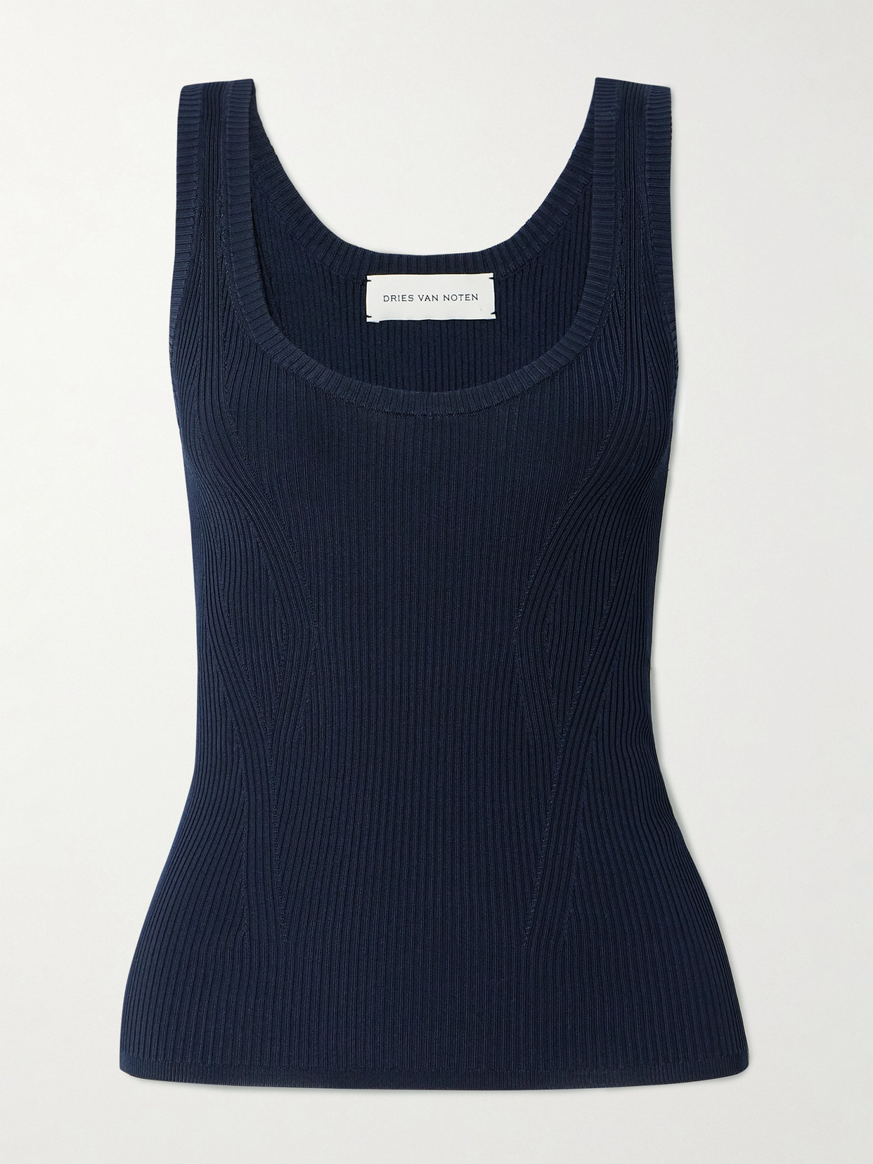Dries Van Noten Ribbed Stretch-knit Tank In Blue
