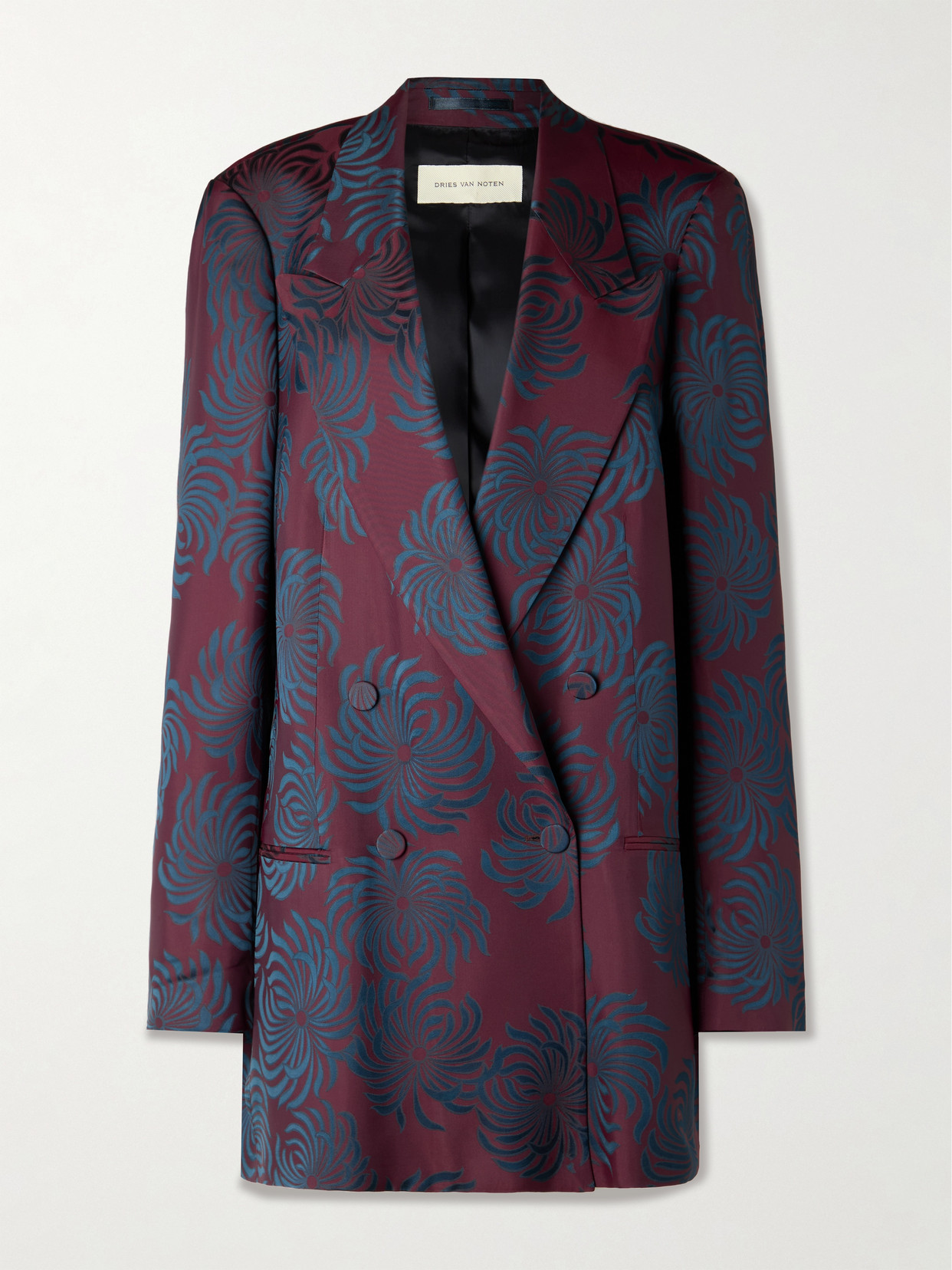 Dries Van Noten Floral Long Sleeve Jacket Front Pockets In Purple