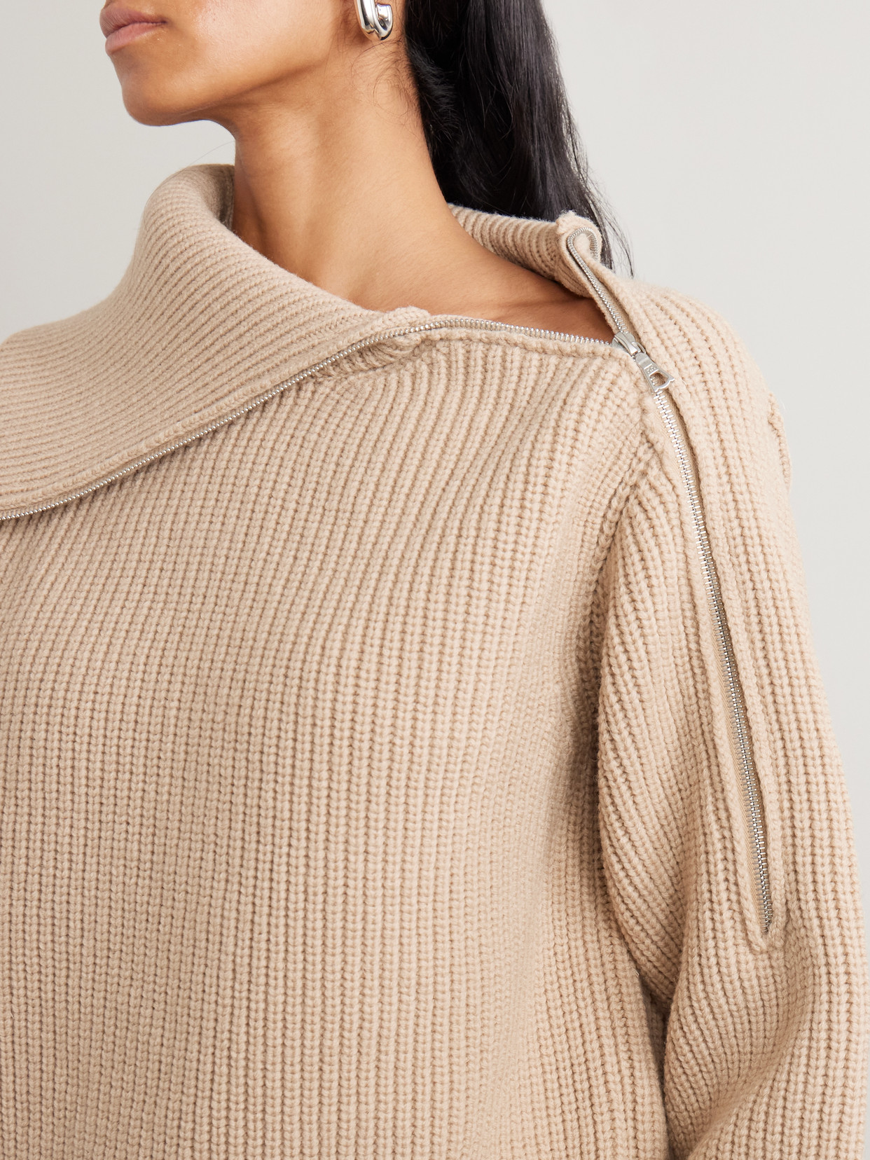 Dries Van Noten Ribbed Wool Sweater In Neutral