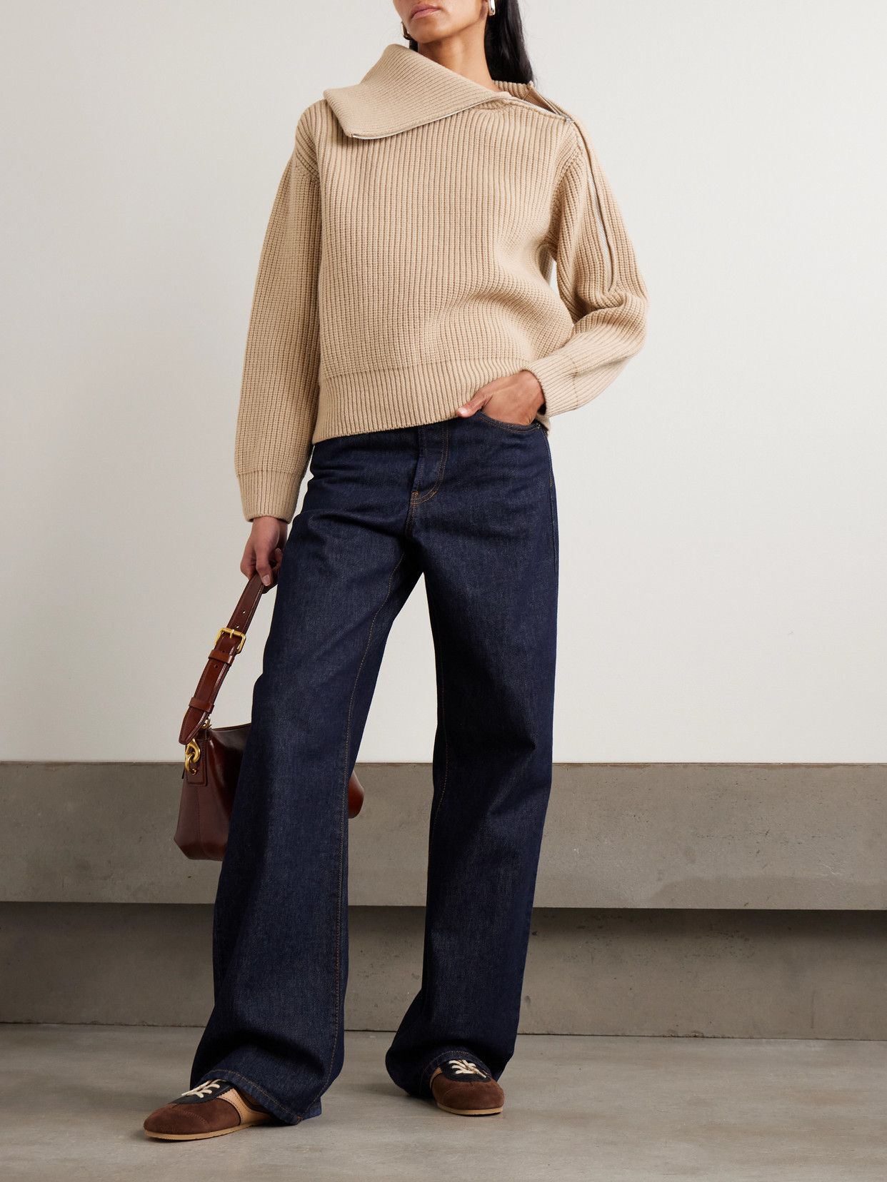 Dries Van Noten Ribbed Wool Sweater In Neutral