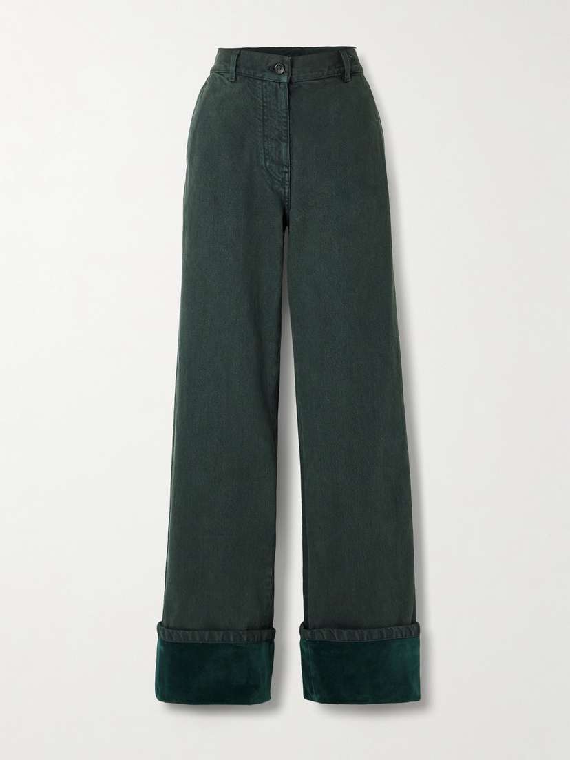 Dries Van Noten Velvet-trimmed Mid-rise Wide-leg Jeans