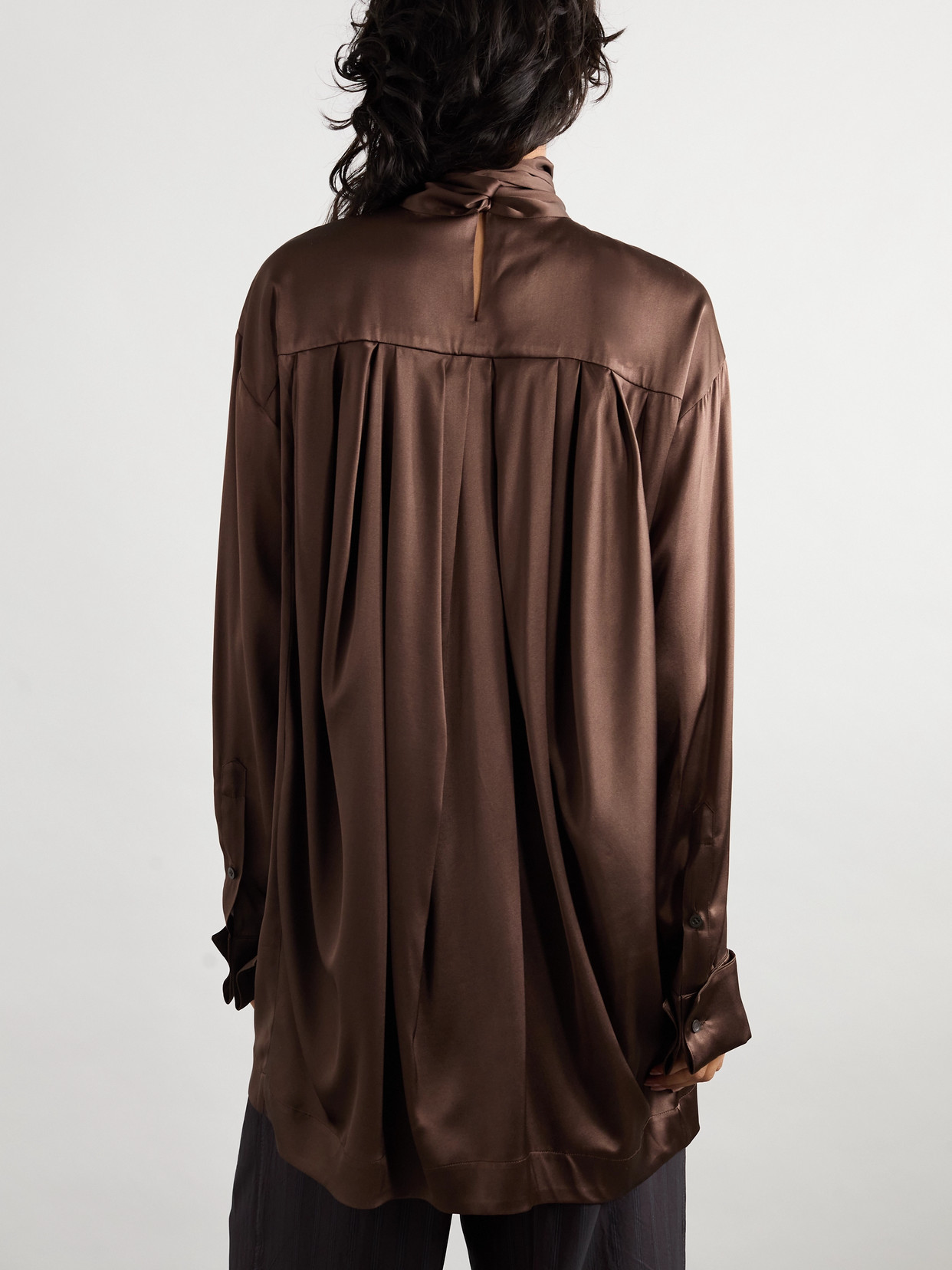 Pussy-Bow Silk-Blend Blouse