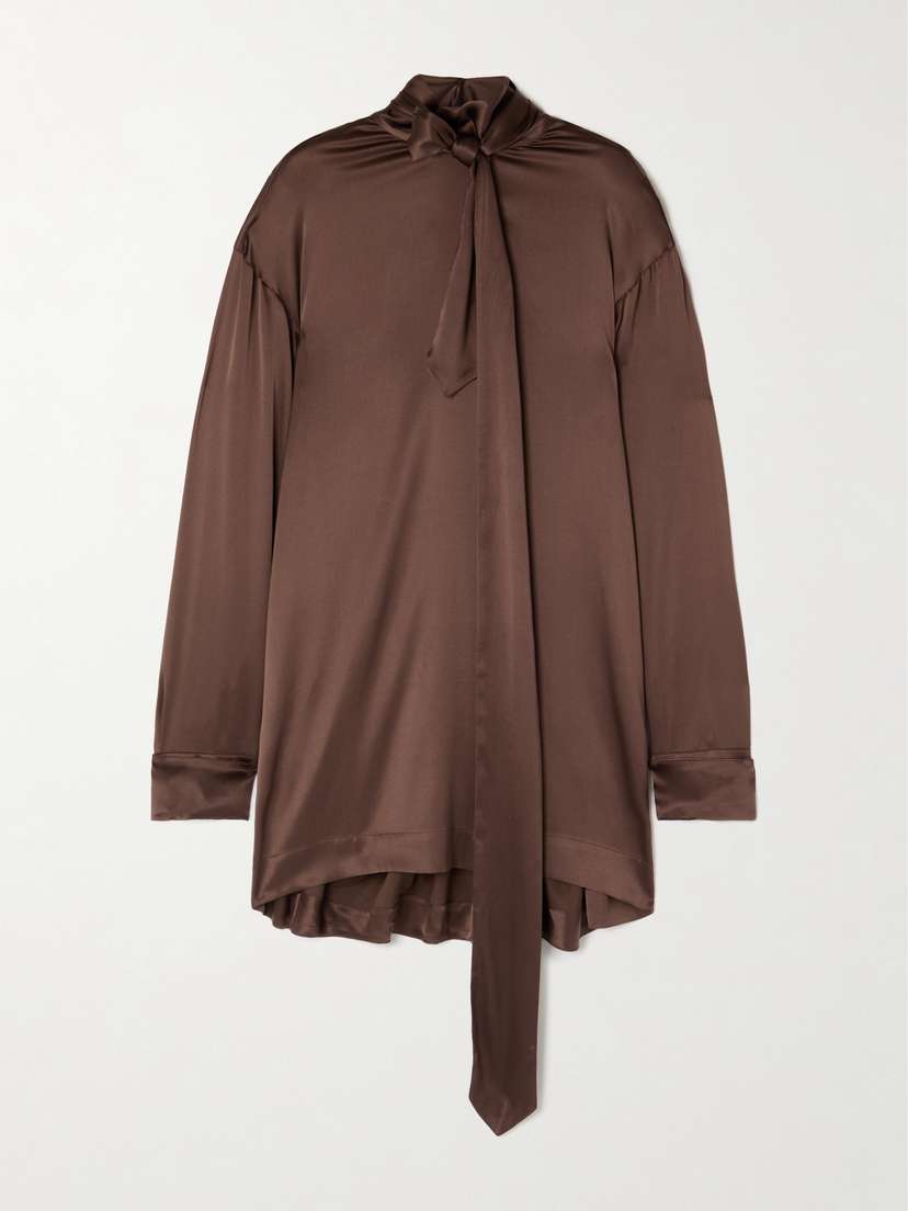 Dries Van Noten Pussy-bow Silk-blend Satin Blouse