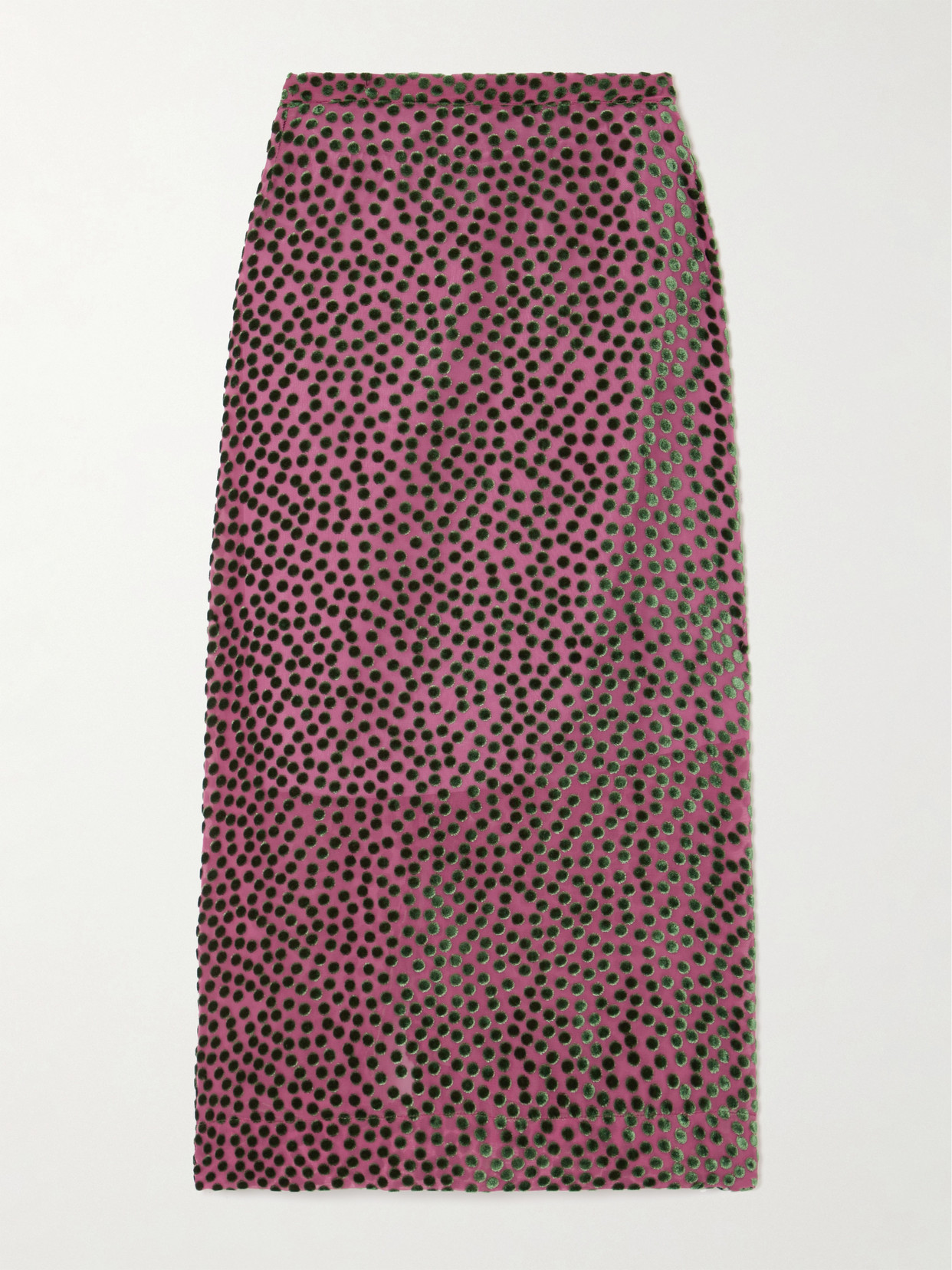 Dries Van Noten Devoré-velvet Midi Skirt In Pink