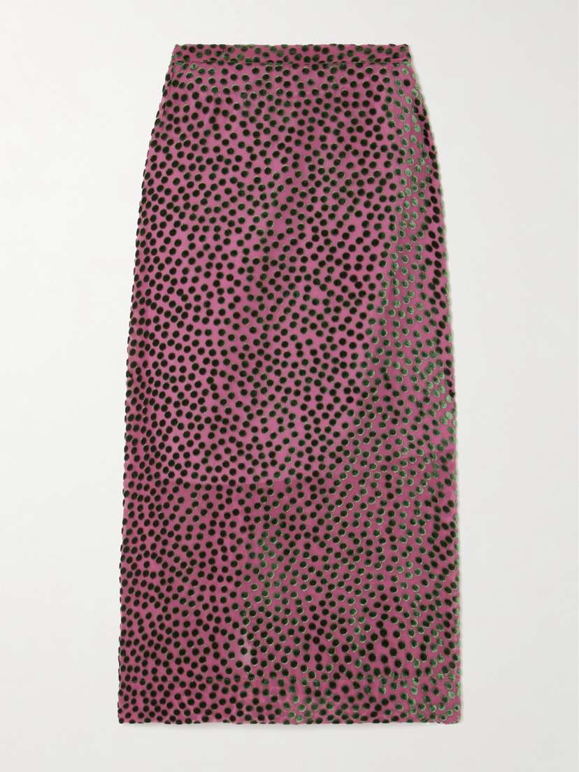Dries Van Noten Devoré-velvet Midi Skirt