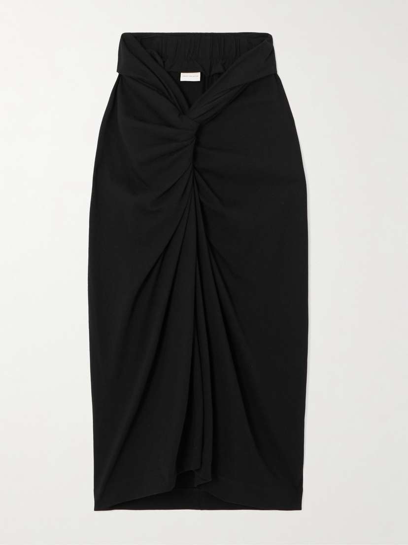 Dries Van Noten Twist-front Cotton-jersey Midi Skirt
