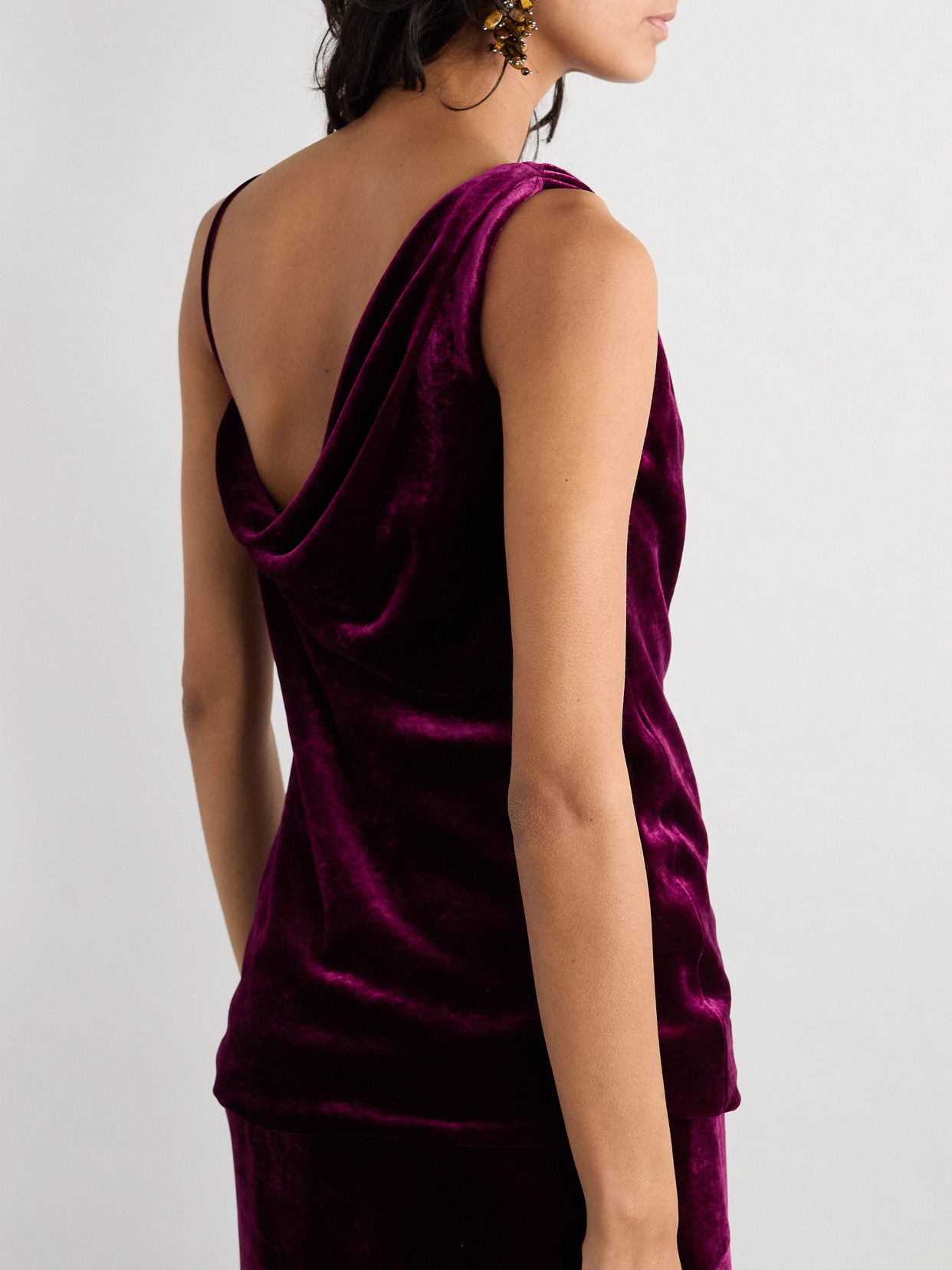 Asymmetric Draped Velvet Top