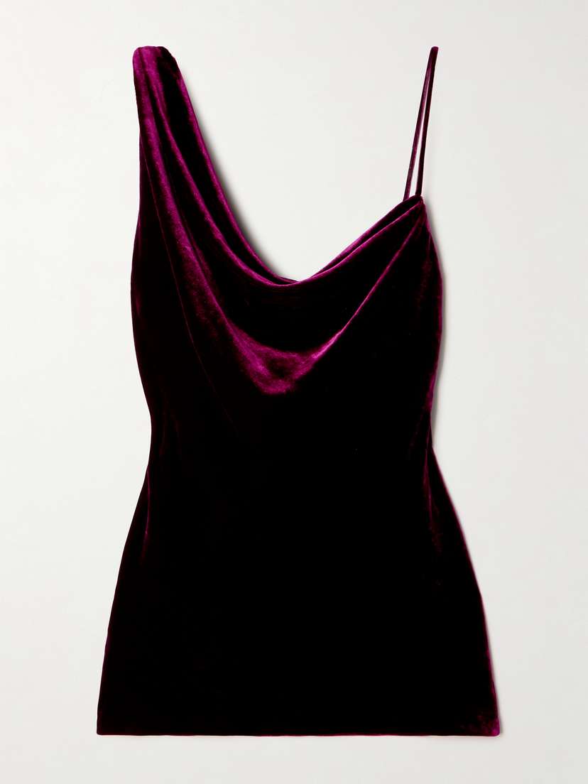 Dries Van Noten Asymmetric Draped Velvet Top