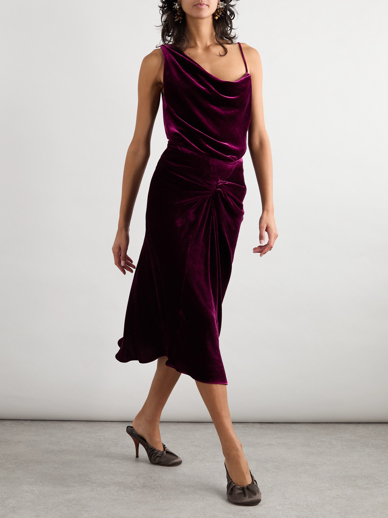 Asymmetric Draped Velvet Top