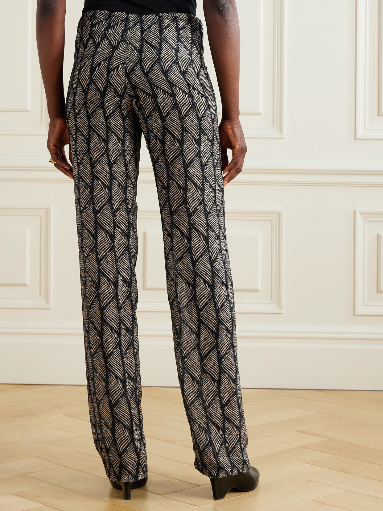 Dries Van Noten Devoré-velvet Straight-leg Pants In Gray