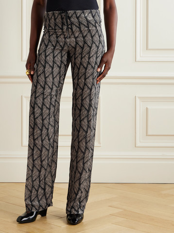 Dries Van Noten Devoré-velvet straight-leg pants