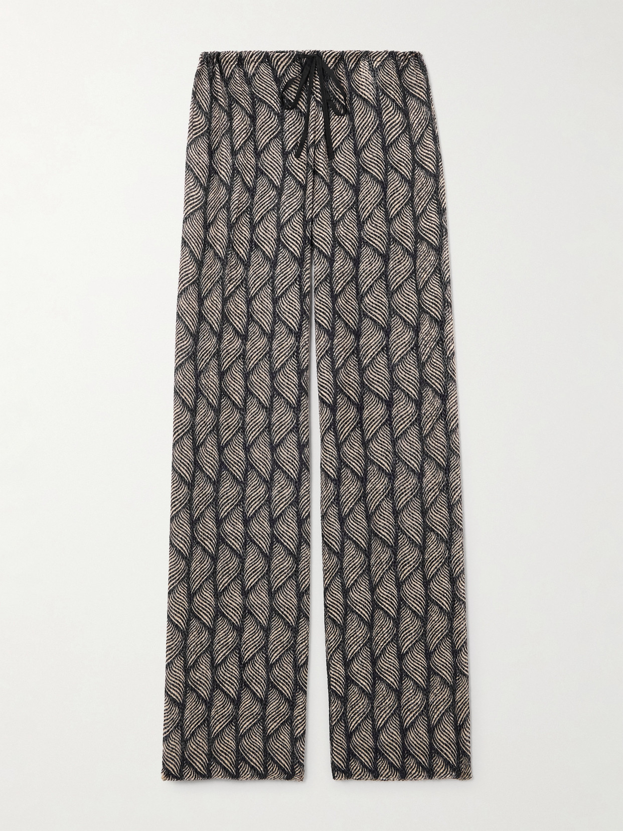 Dries Van Noten Devoré-velvet Straight-leg Pants In Gray
