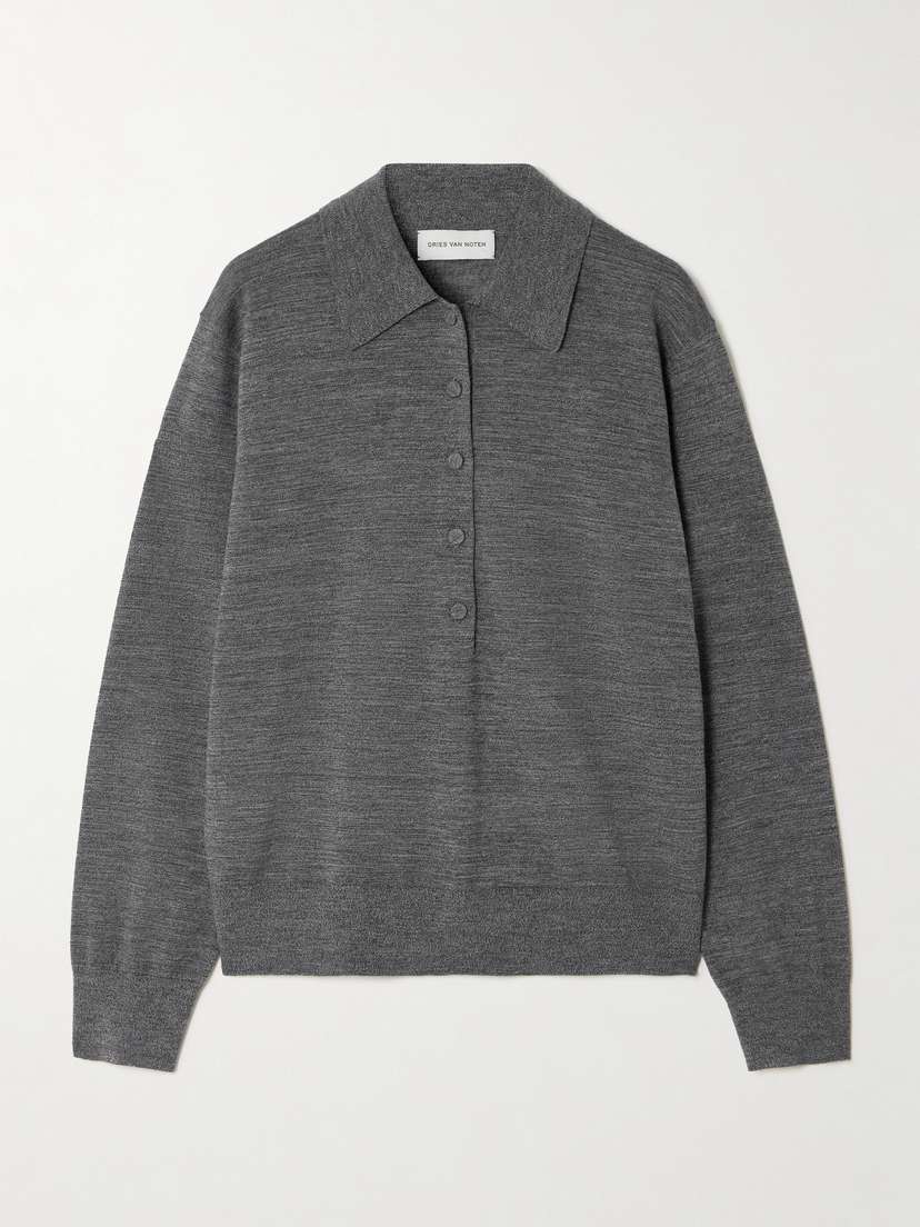Dries Van Noten Merino Wool Polo Sweater