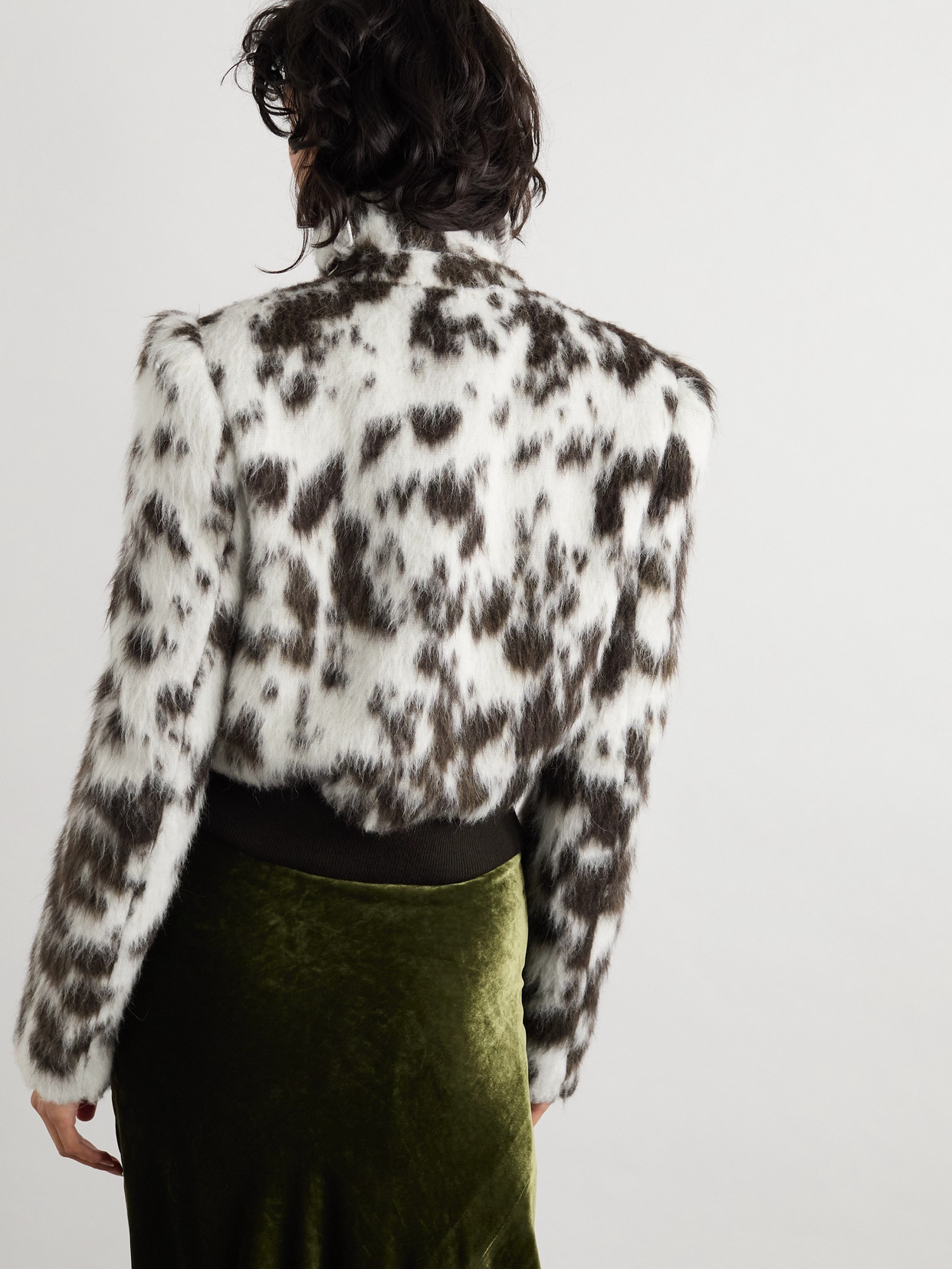 Dries Van Noten Double Breasted Bomber With Cow Pattern In Black