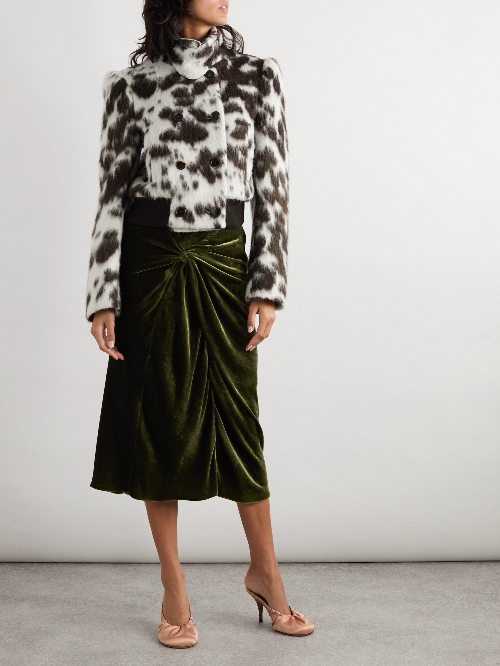 Dries Van Noten - Cow-print wool-blend double-breasted jacket | Plush