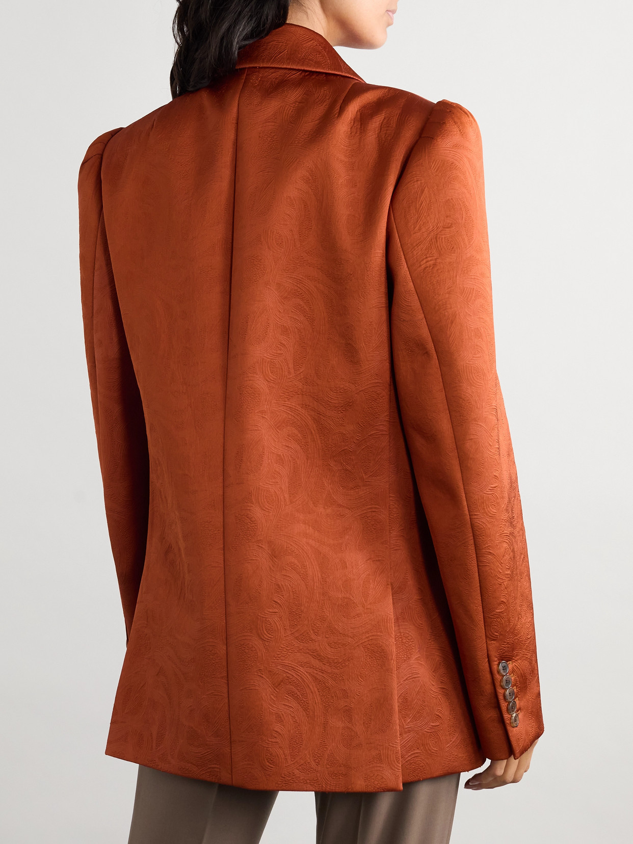 Dries Van Noten Embossed Crepe Blazer In Brown