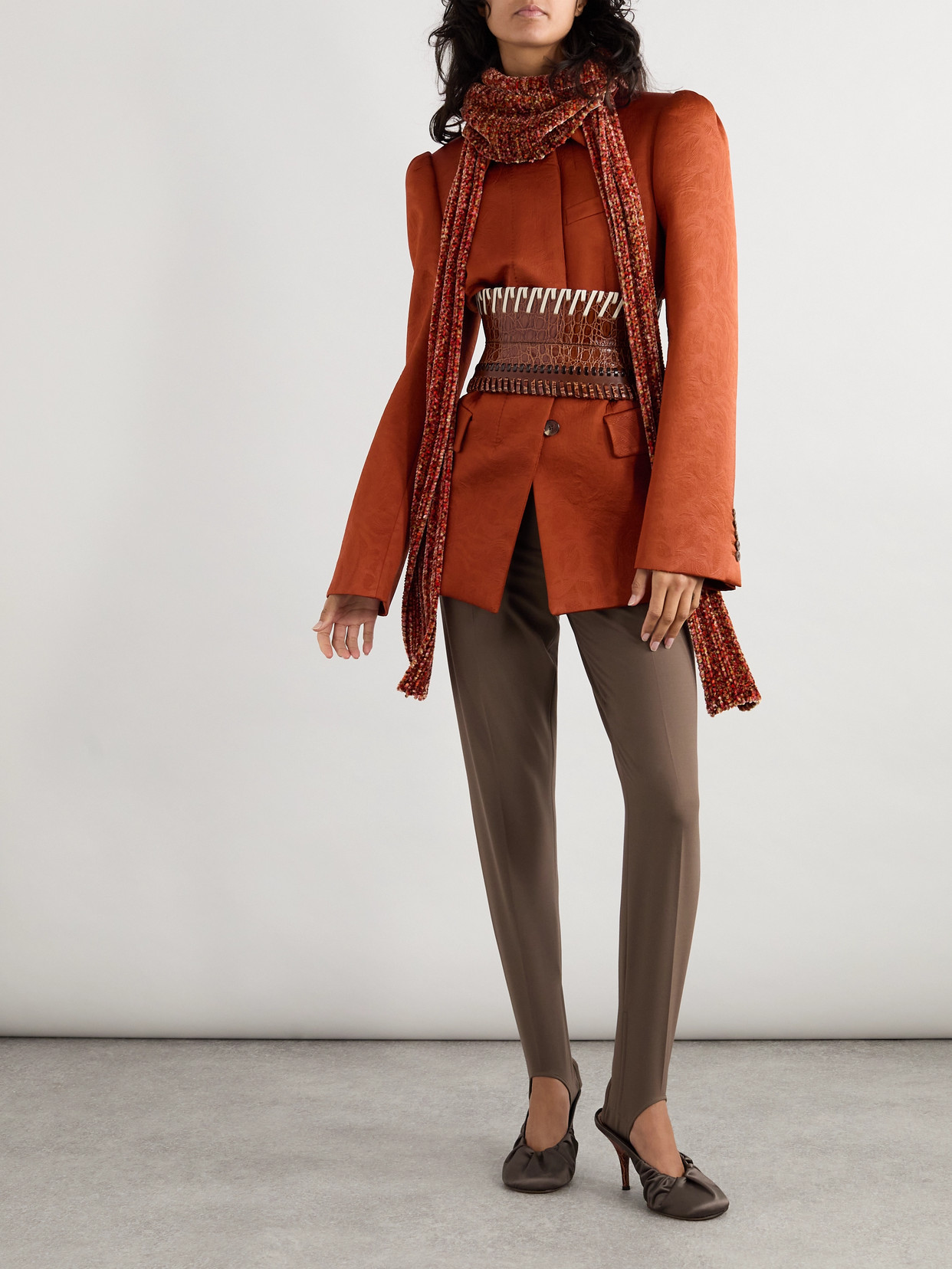 Dries Van Noten Embossed Crepe Blazer In Brown