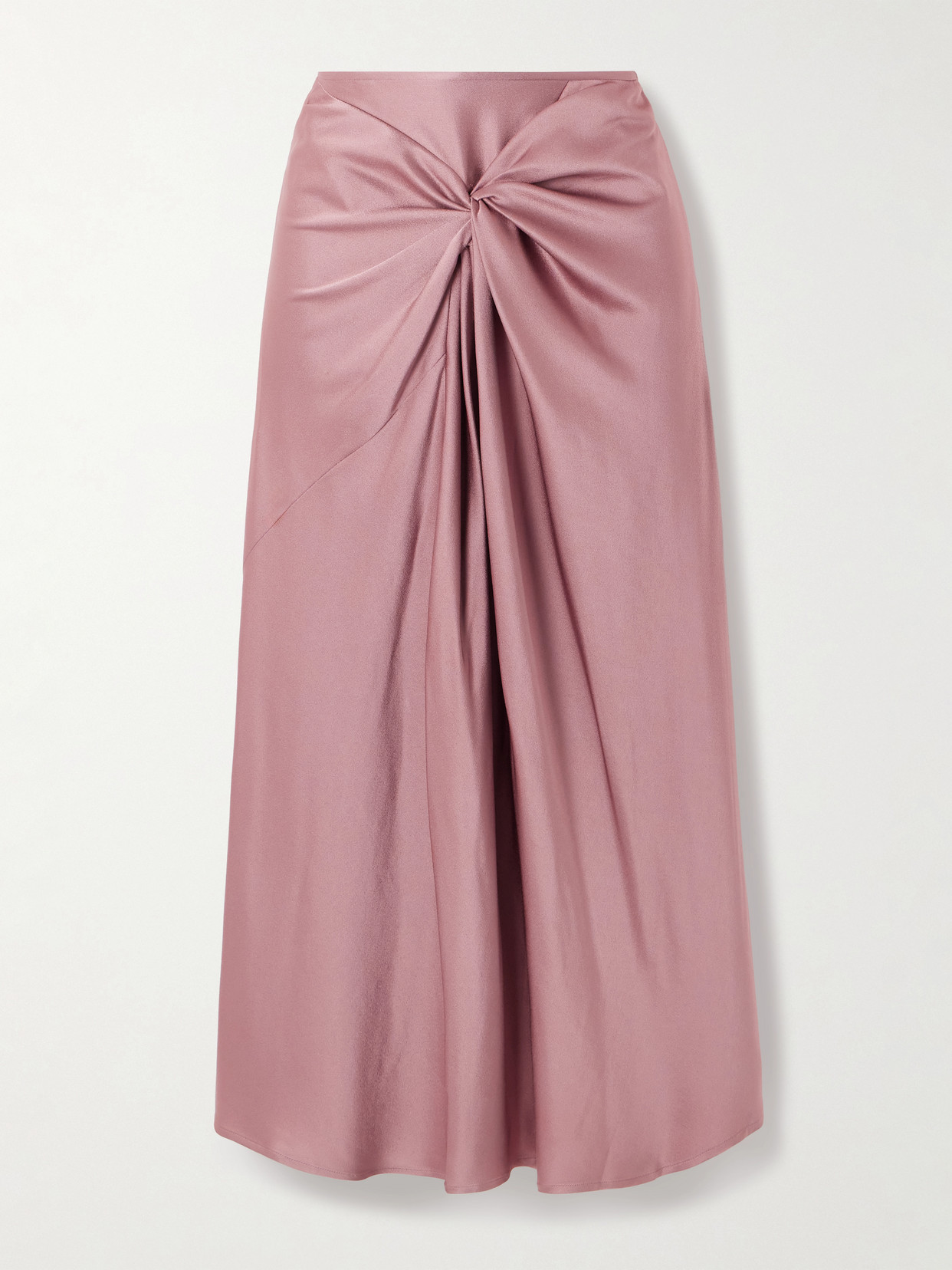 Dries Van Noten Twist-front Satin-crepe Midi Skirt In Pink