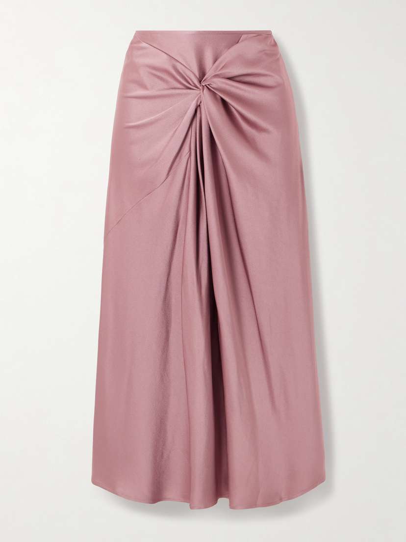 Dries Van Noten Twist-front Satin-crepe Midi Skirt