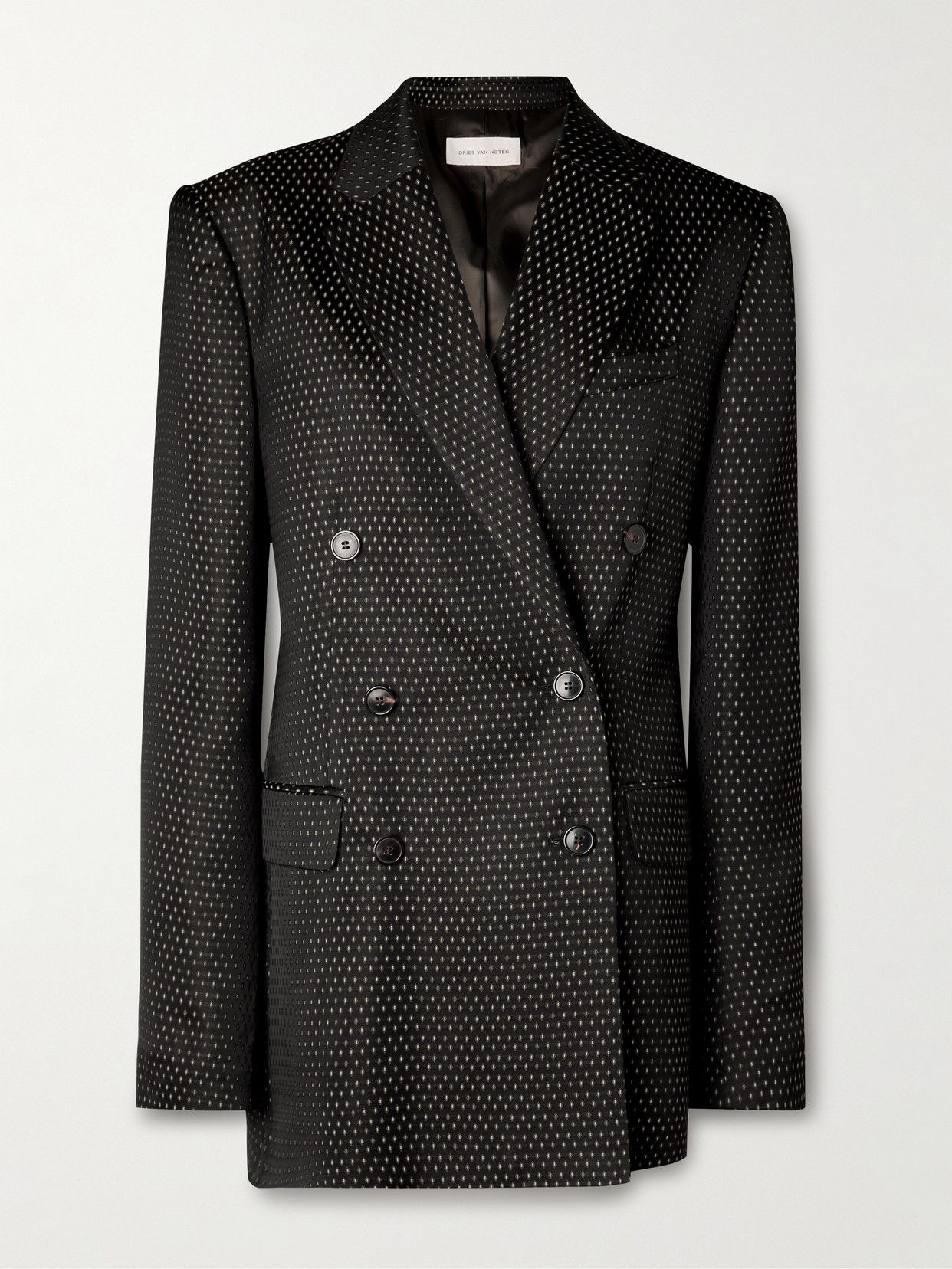 Dries Van Noten Bafya Double-breasted Jacquard Blazer In Black