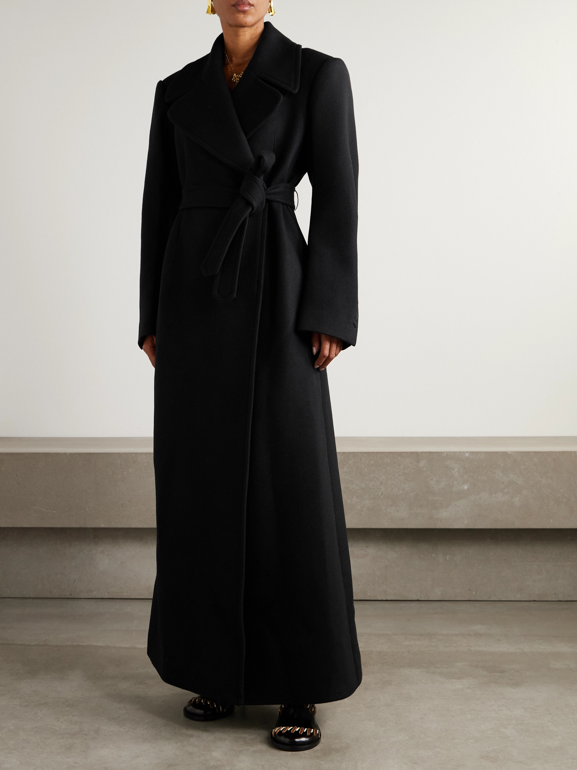 Dries Van Noten - Belted velvet-trimmed wool-blend coat | Plush