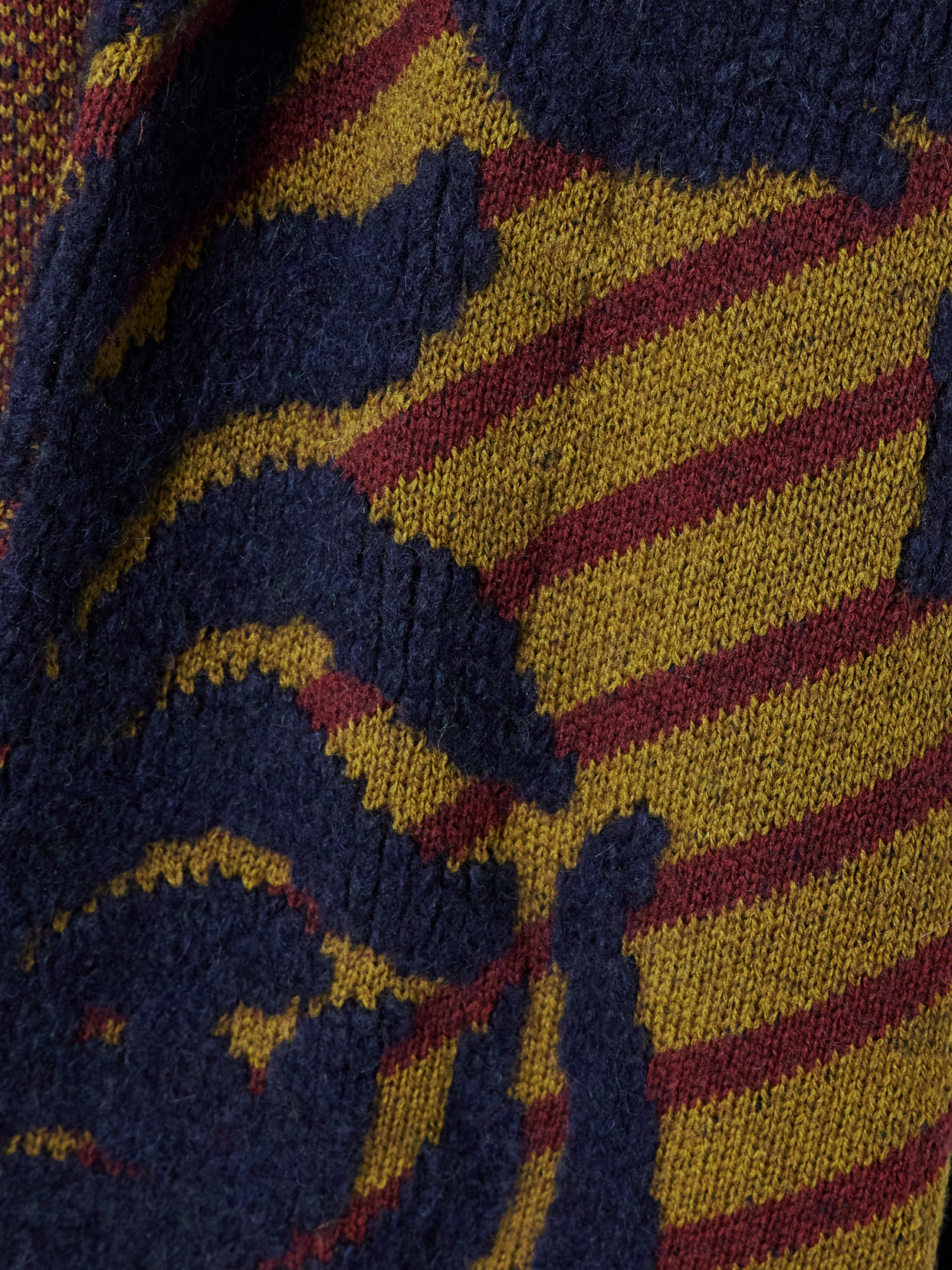 Dries Van Noten Belted Intarsia Wool-blend Cardigan In Blue