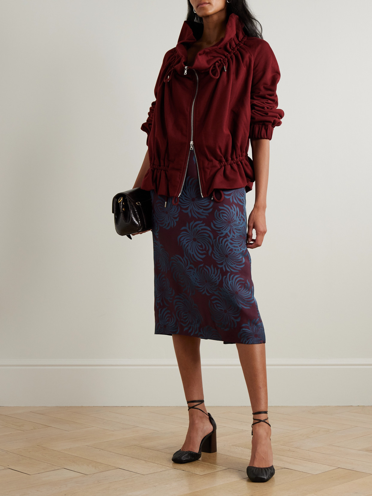 Dries Van Noten Printed Midi Skirt In Red