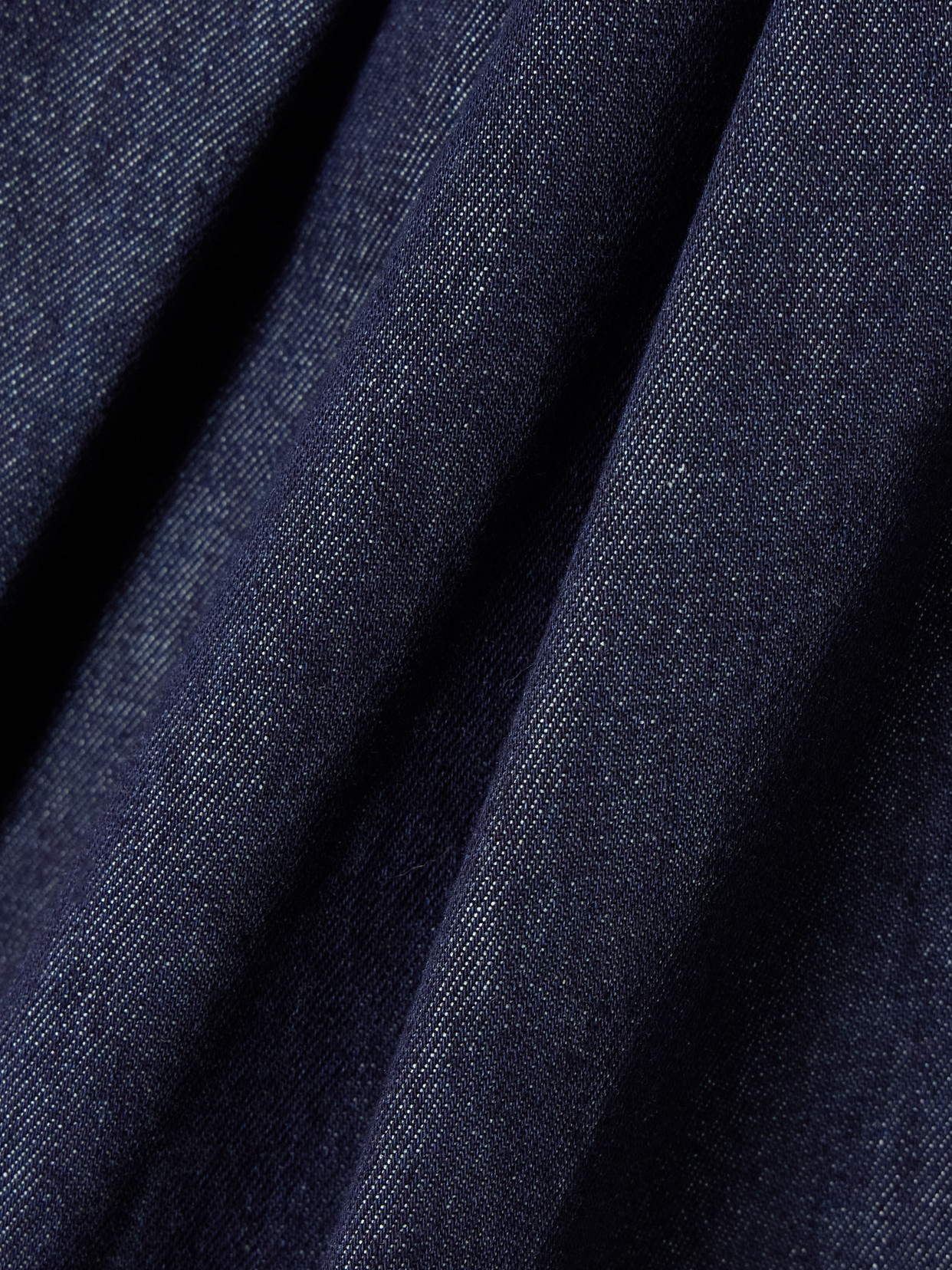 Dries Van Noten Gathered Denim Midi Skirt In Blue