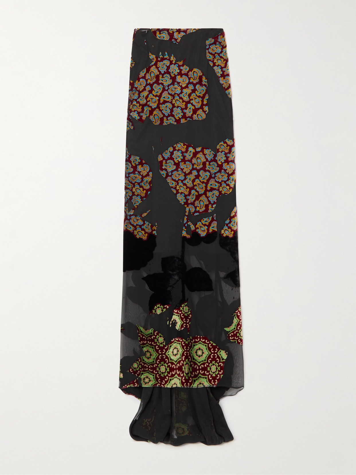 Dries Van Noten Devoré-velvet Maxi Skirt In Black