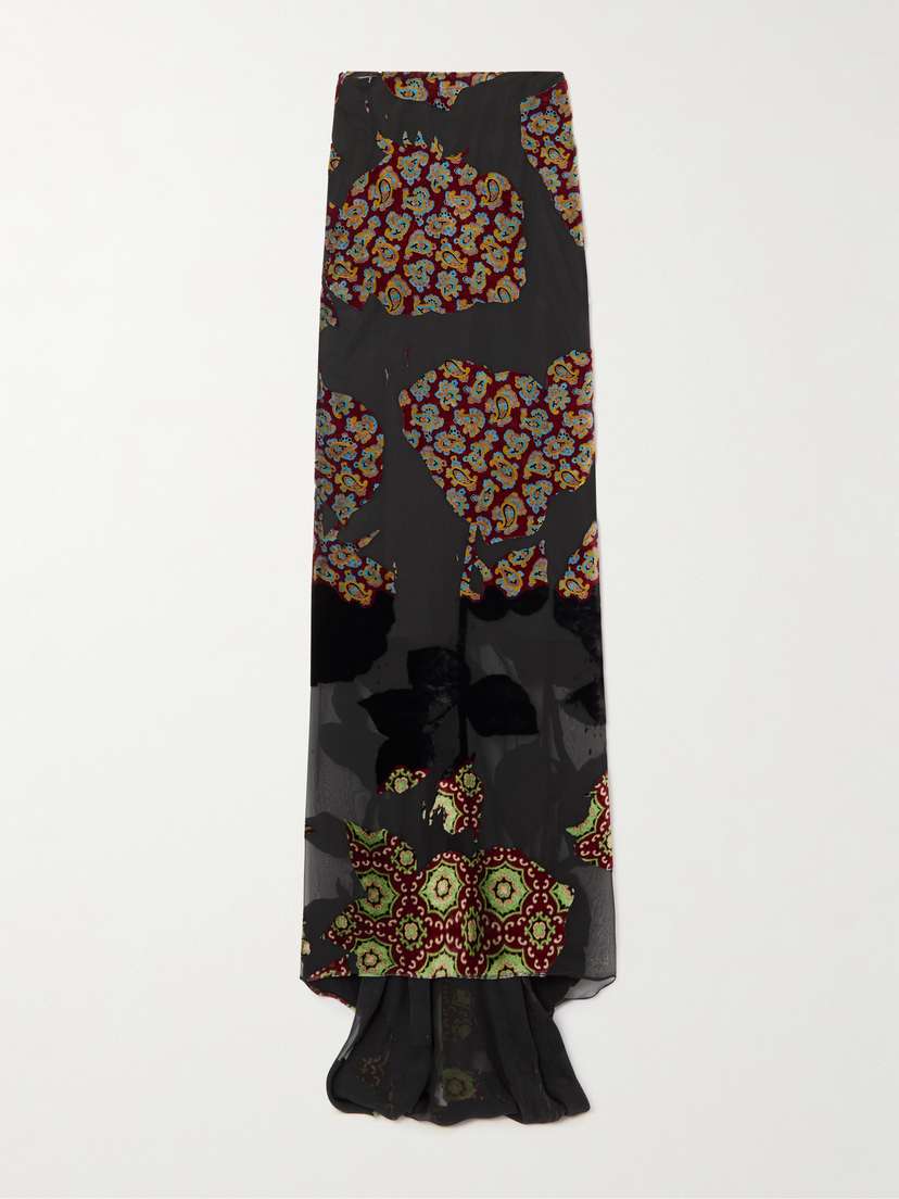 Dries Van Noten Devoré-velvet Maxi Skirt