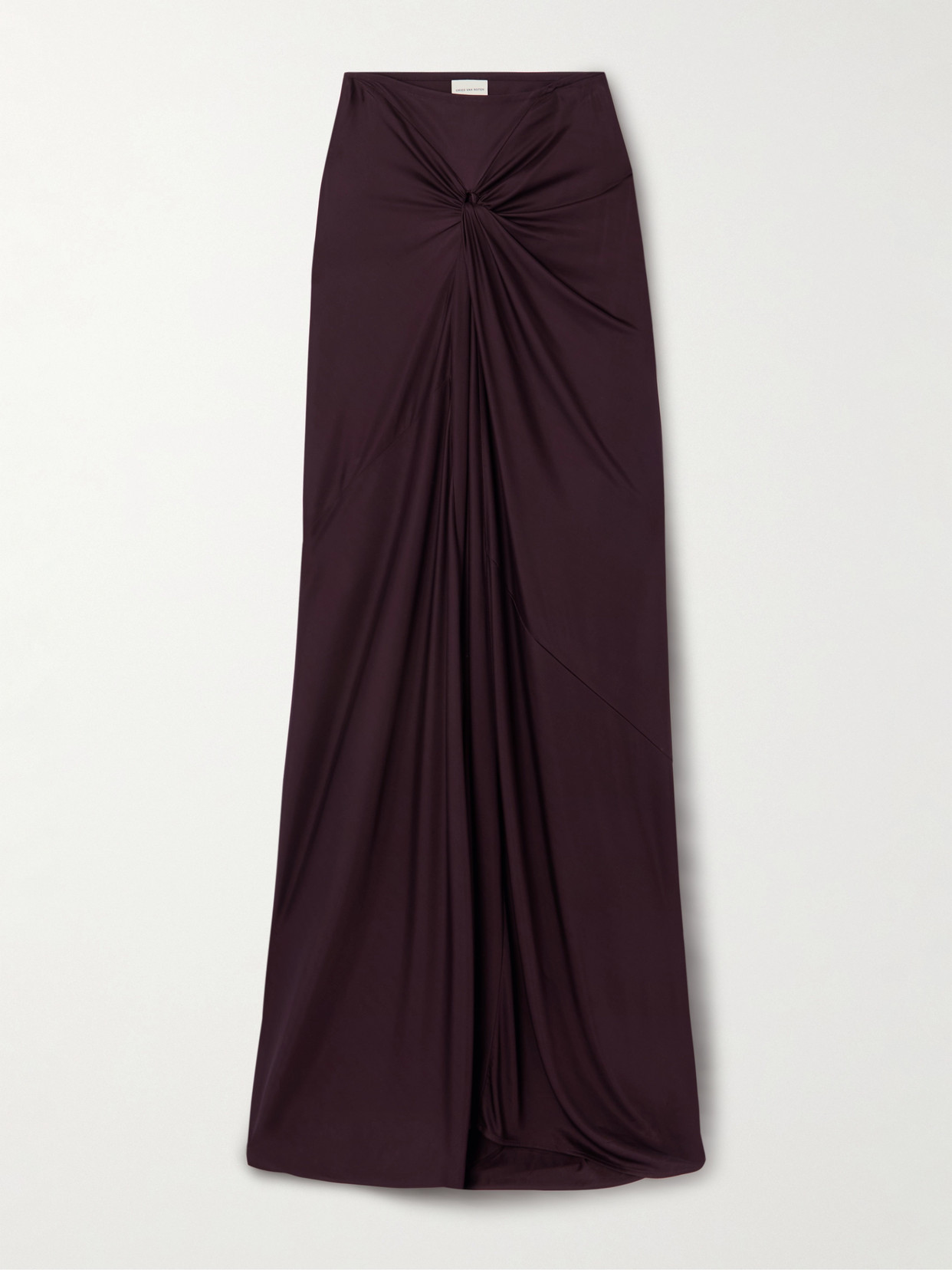 Dries Van Noten Gathered Jersey Maxi Skirt In Brown