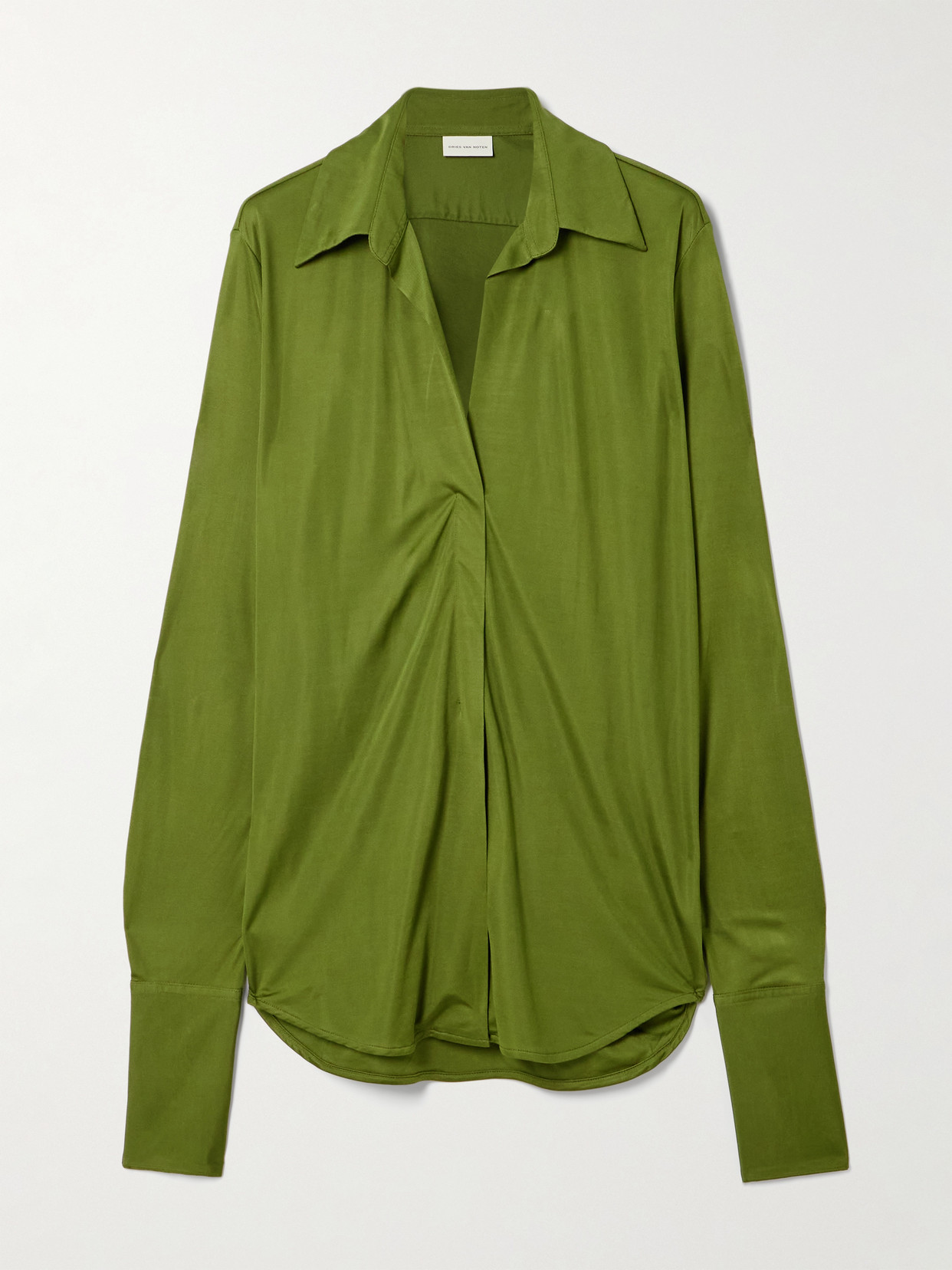 Dries Van Noten Satin-jersey Shirt In Green