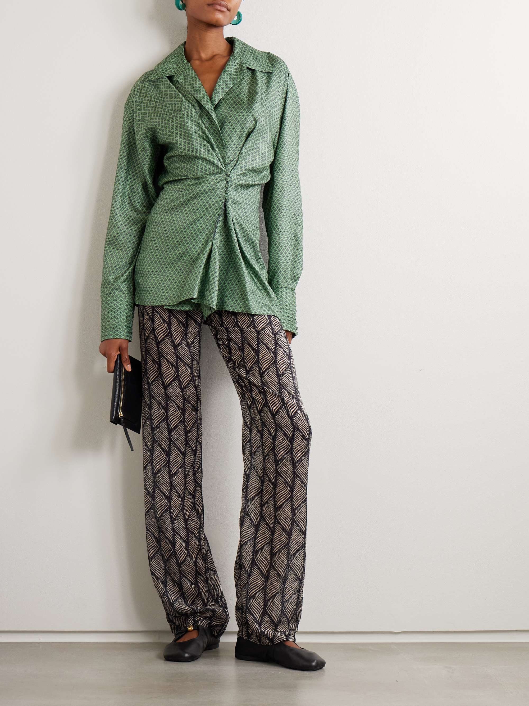 DRIES VAN NOTEN シルクツイル ツイスト シャツ プリント入り