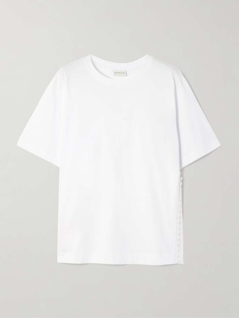 Dries Van Noten Button-detailed Cotton-jersey T-shirt