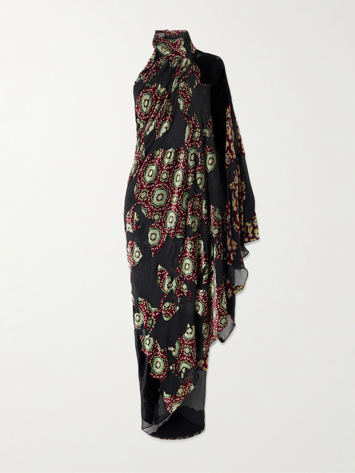 Dries Van Noten Devoré-velvet Halterneck Blouse In Multi
