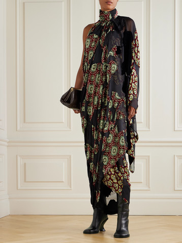 Dries Van Noten Devoré-velvet halterneck blouse