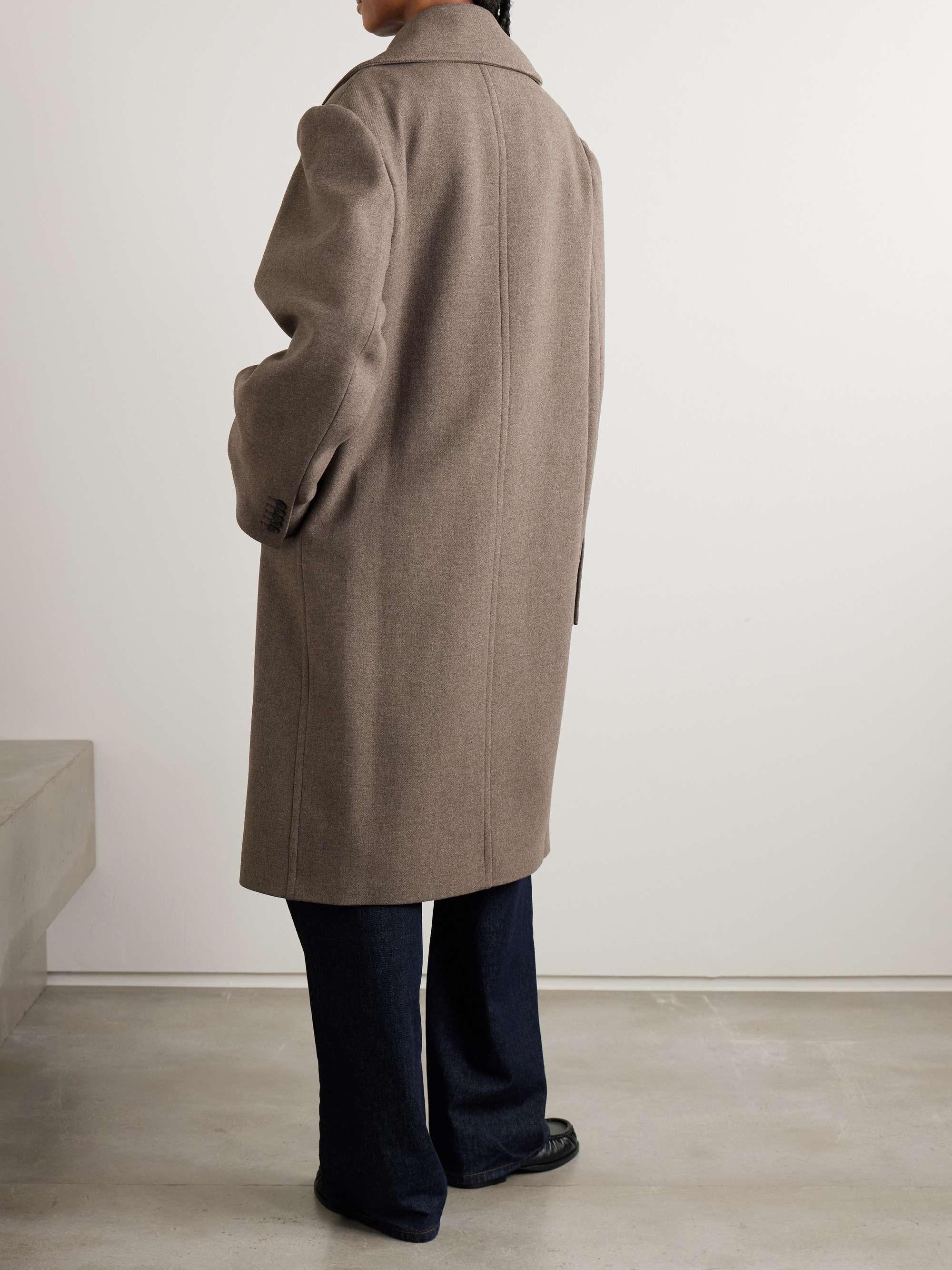 トゥモローランド　ウール混オーバーサイズダブルブレストコート　チャコール　L DRIES VAN NOTEN ウール混 オーバーサイズ ダブルブレストコート