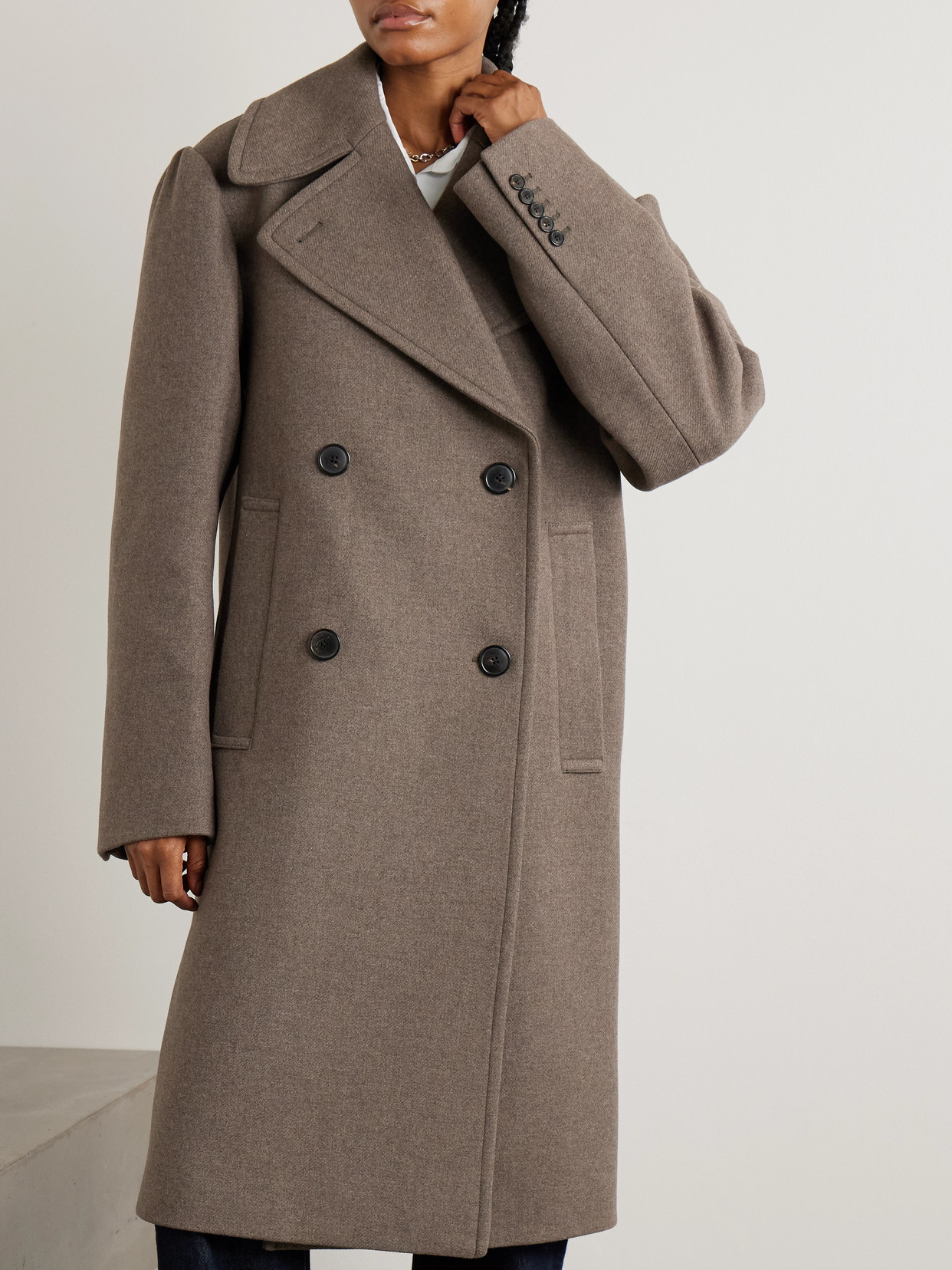 Oversized Wool-Blend Double-Breasted Coat