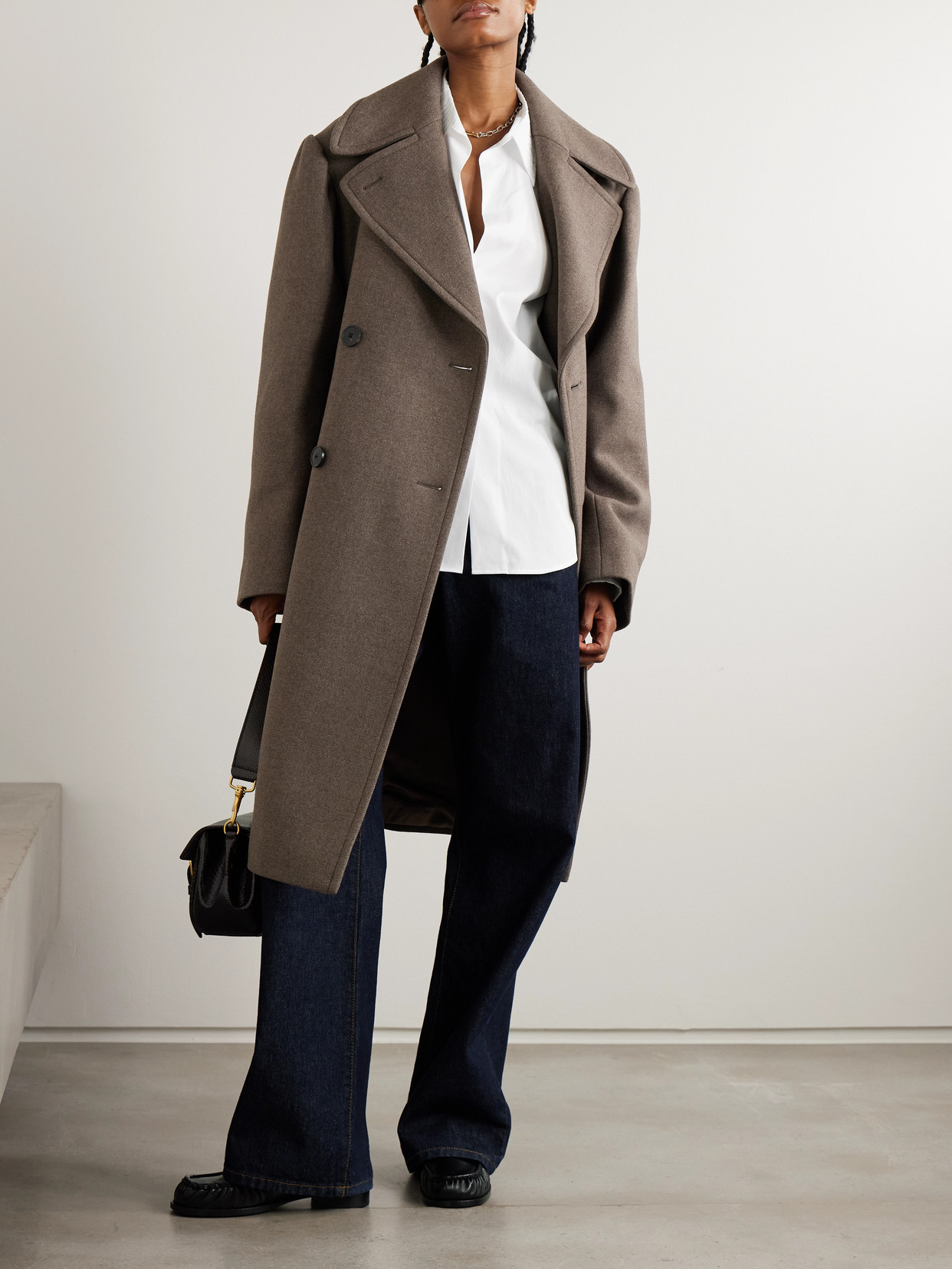 Oversized Wool-Blend Double-Breasted Coat