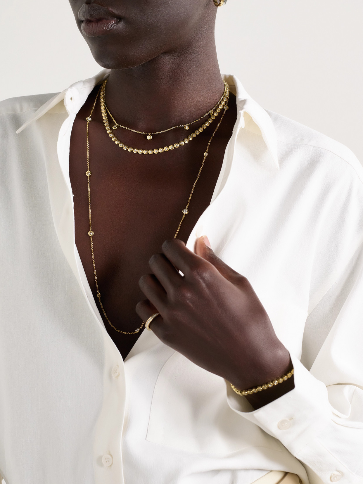 Octavia Elizabeth Nesting Gem 18-karat Recycled Gold Diamond Necklace In Gold