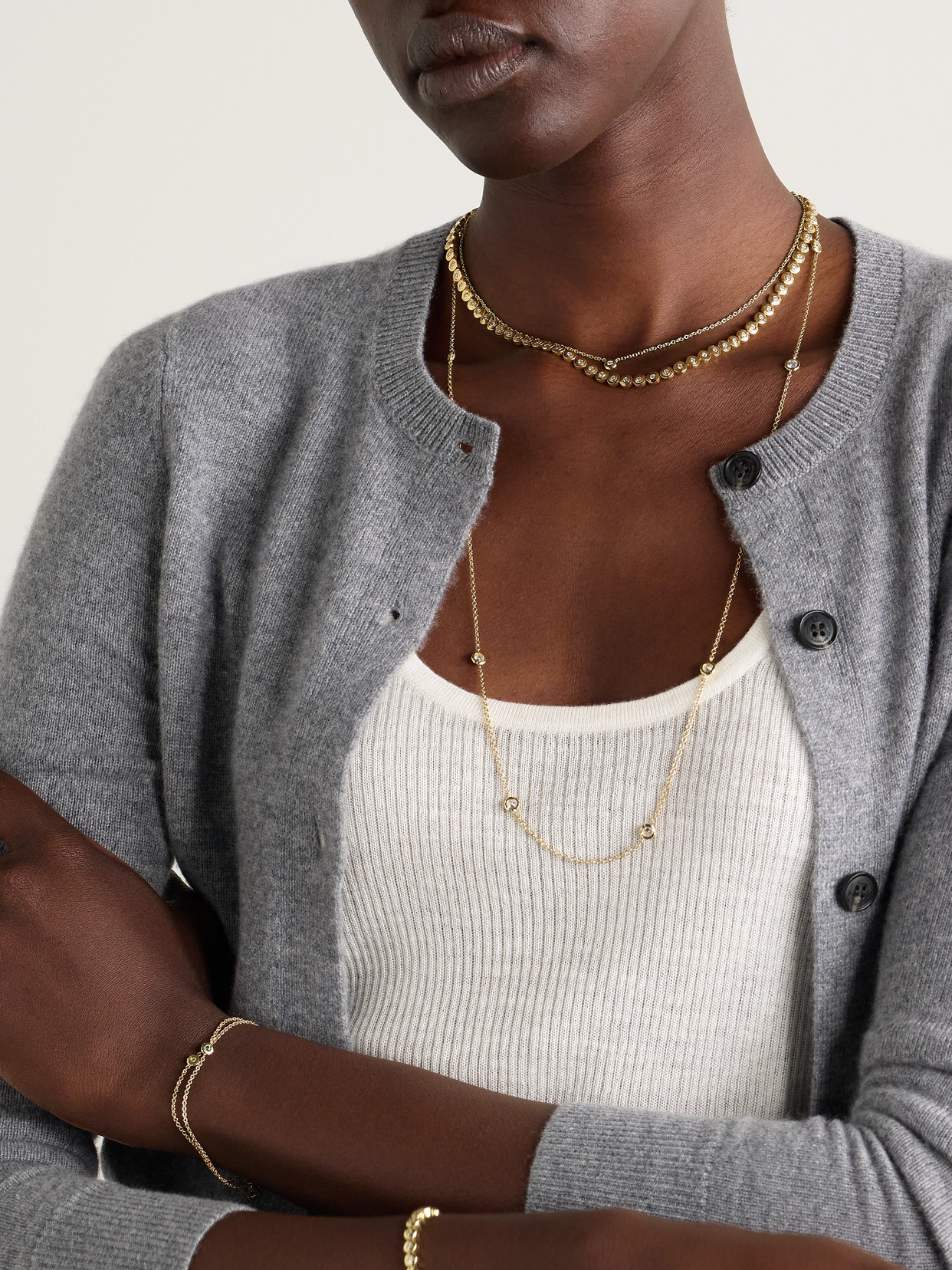 Octavia Elizabeth Nesting Gem 18-karat Gold Diamond Necklace In Gold