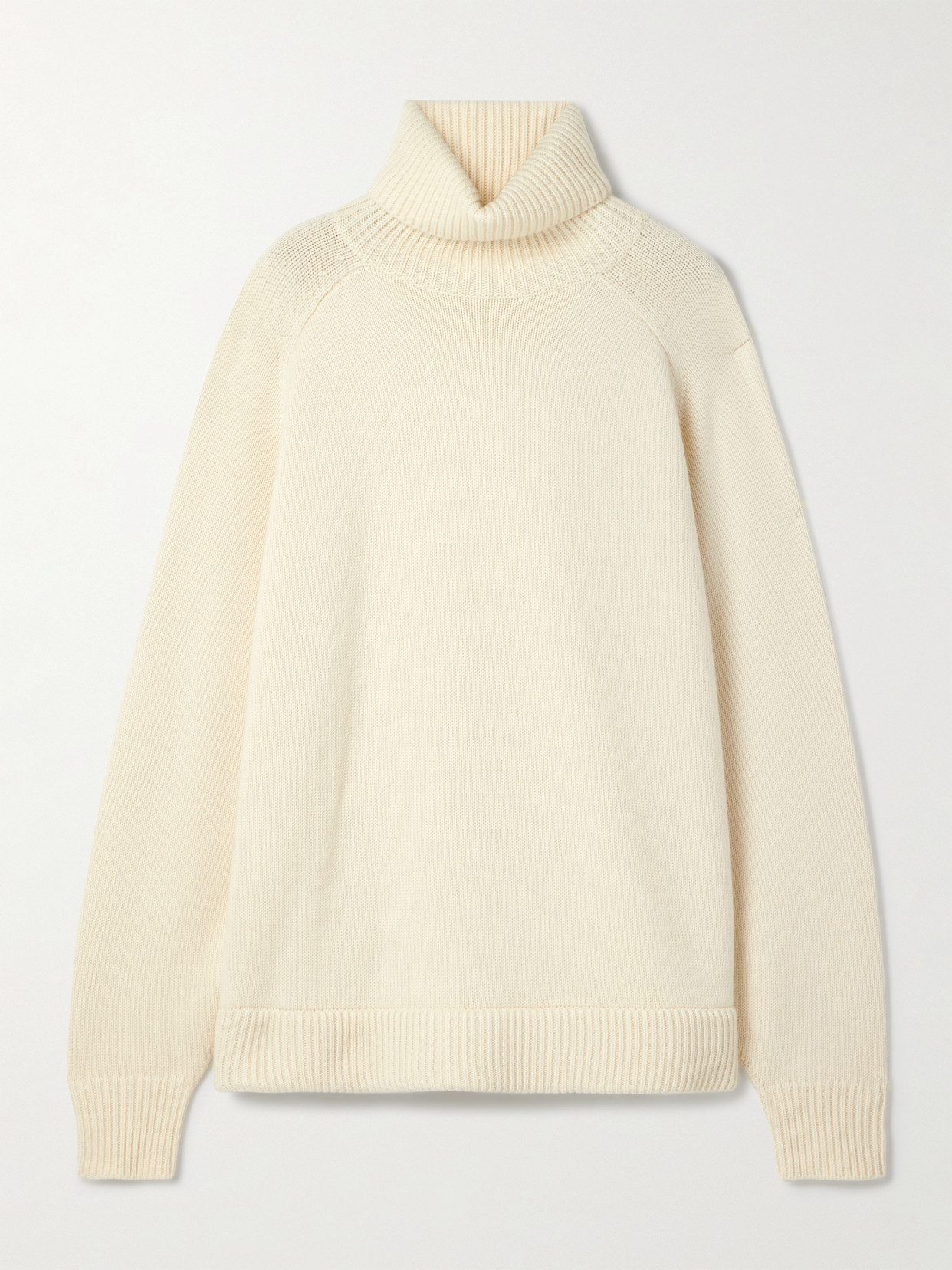 Tibi Oversized Cashmere Turtleneck Sweater In White