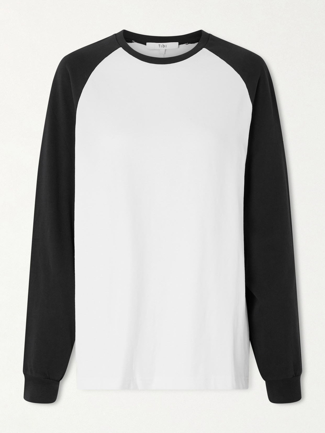Tibi Perfect T Two-tone Cotton-jersey T-shirt In White