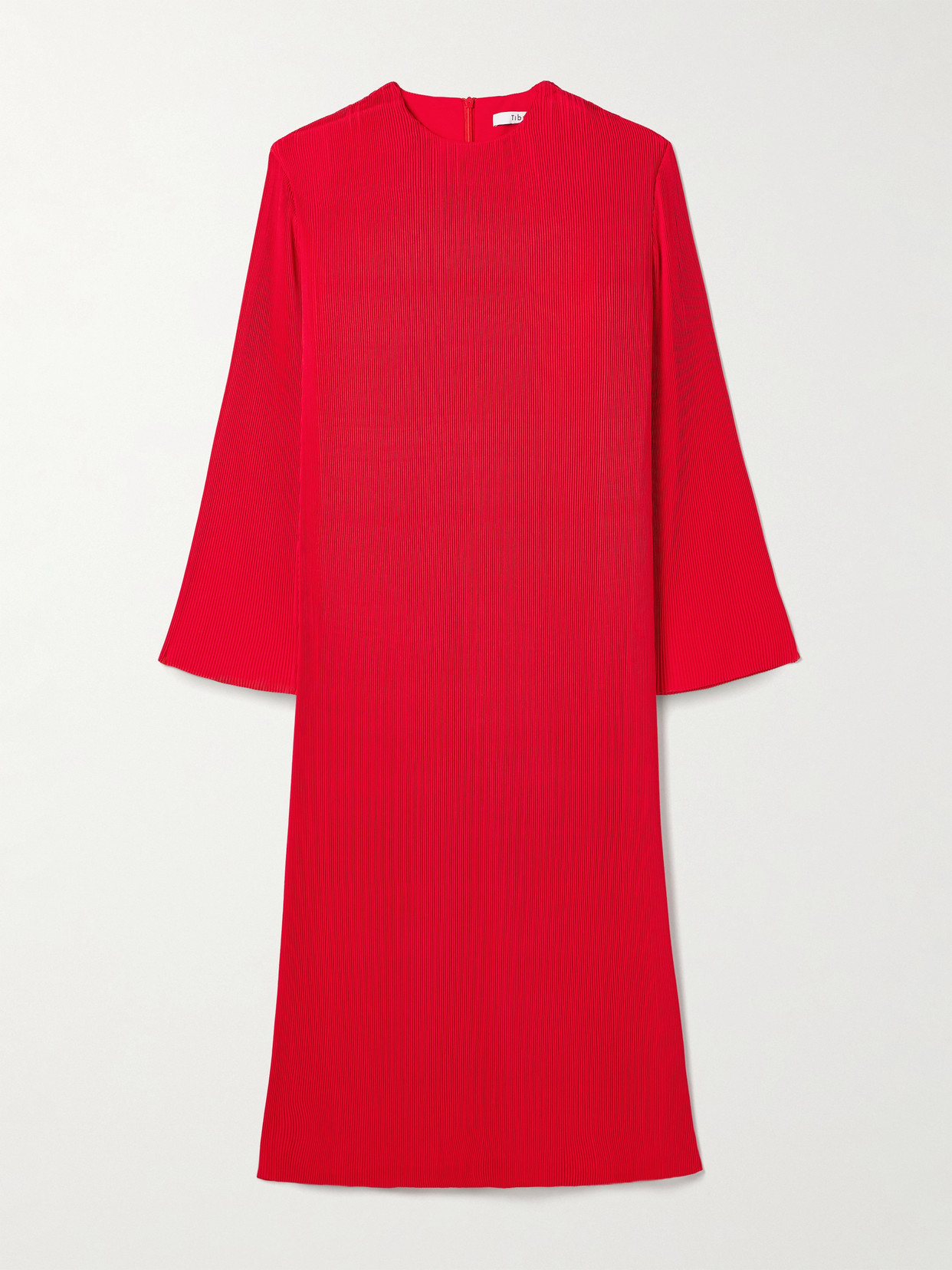 Tibi Plissé-crepe Midi Dress In Red